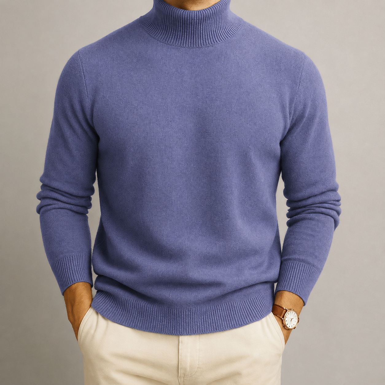 James - Men's Turtleneck Jumper with Ribbed Trim