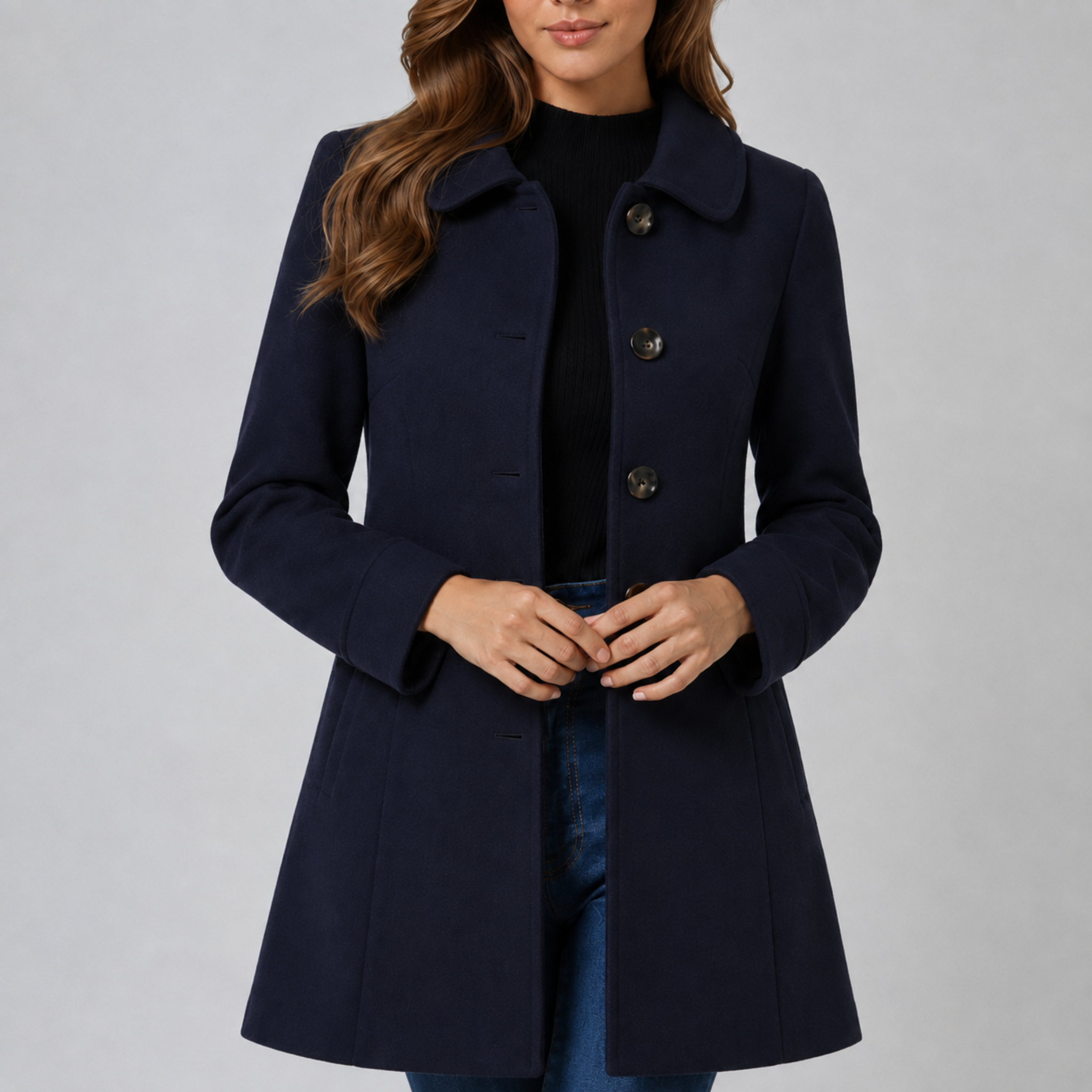 Charlotte - Women's Single-Breasted Tailored Coat with Turn-Down Collar