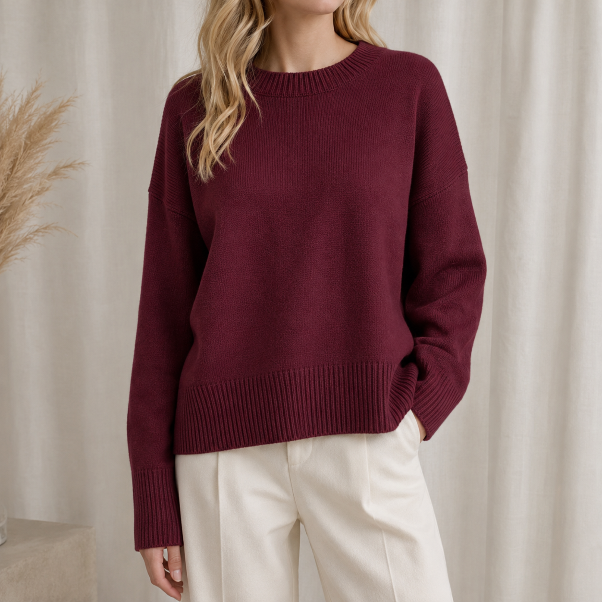 Olivia - Women's Oversized Crewneck Knit Jumper