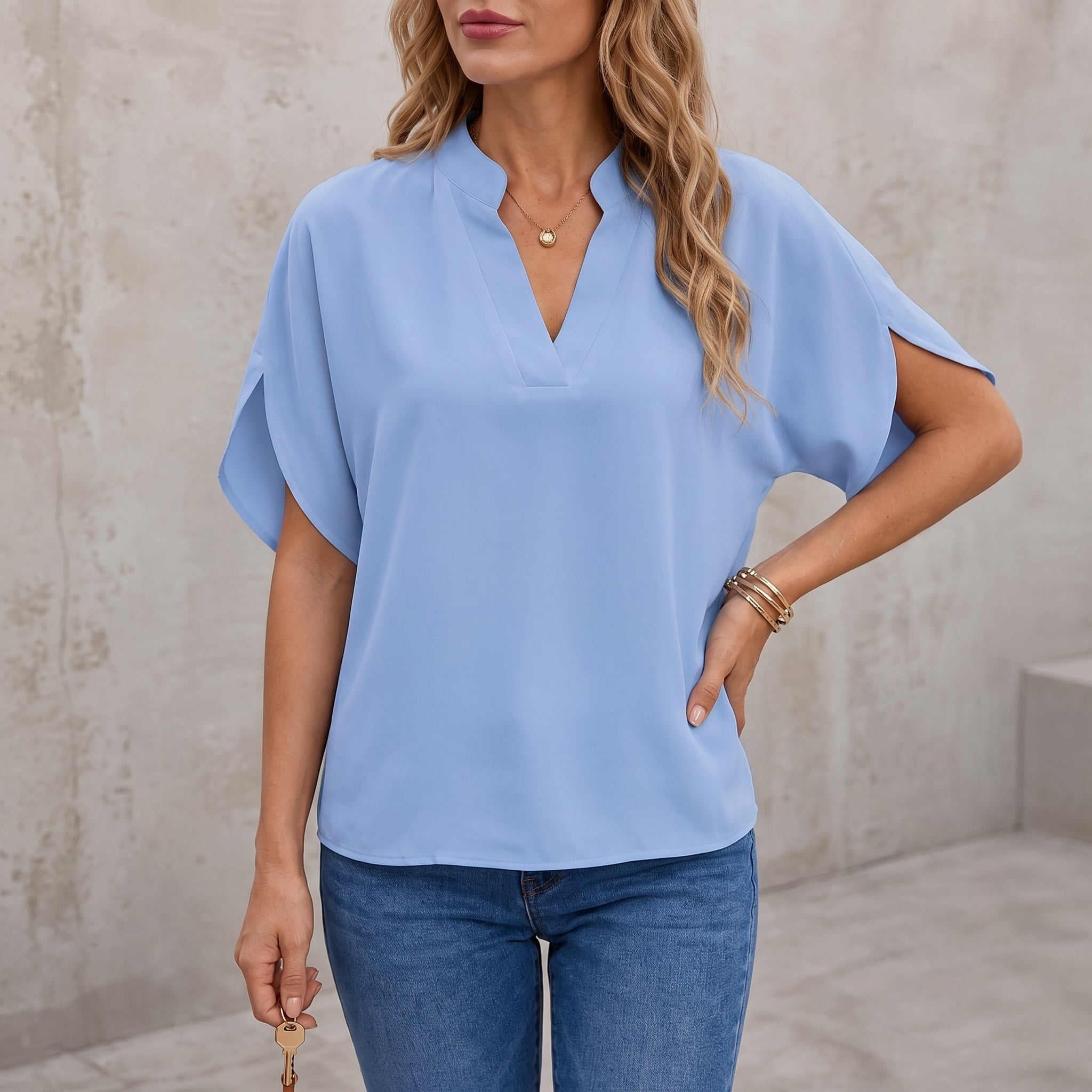 Olivia - Women's Summer Short Batwing Sleeve Relaxed Blouse