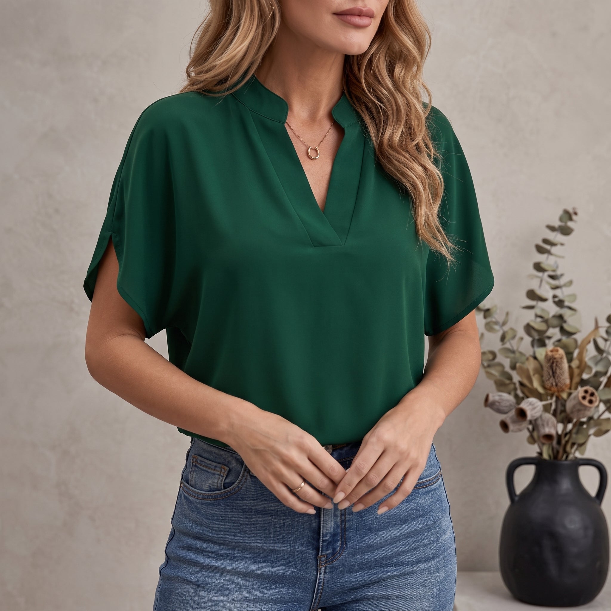 Olivia - Women's Summer Short Batwing Sleeve Relaxed Blouse