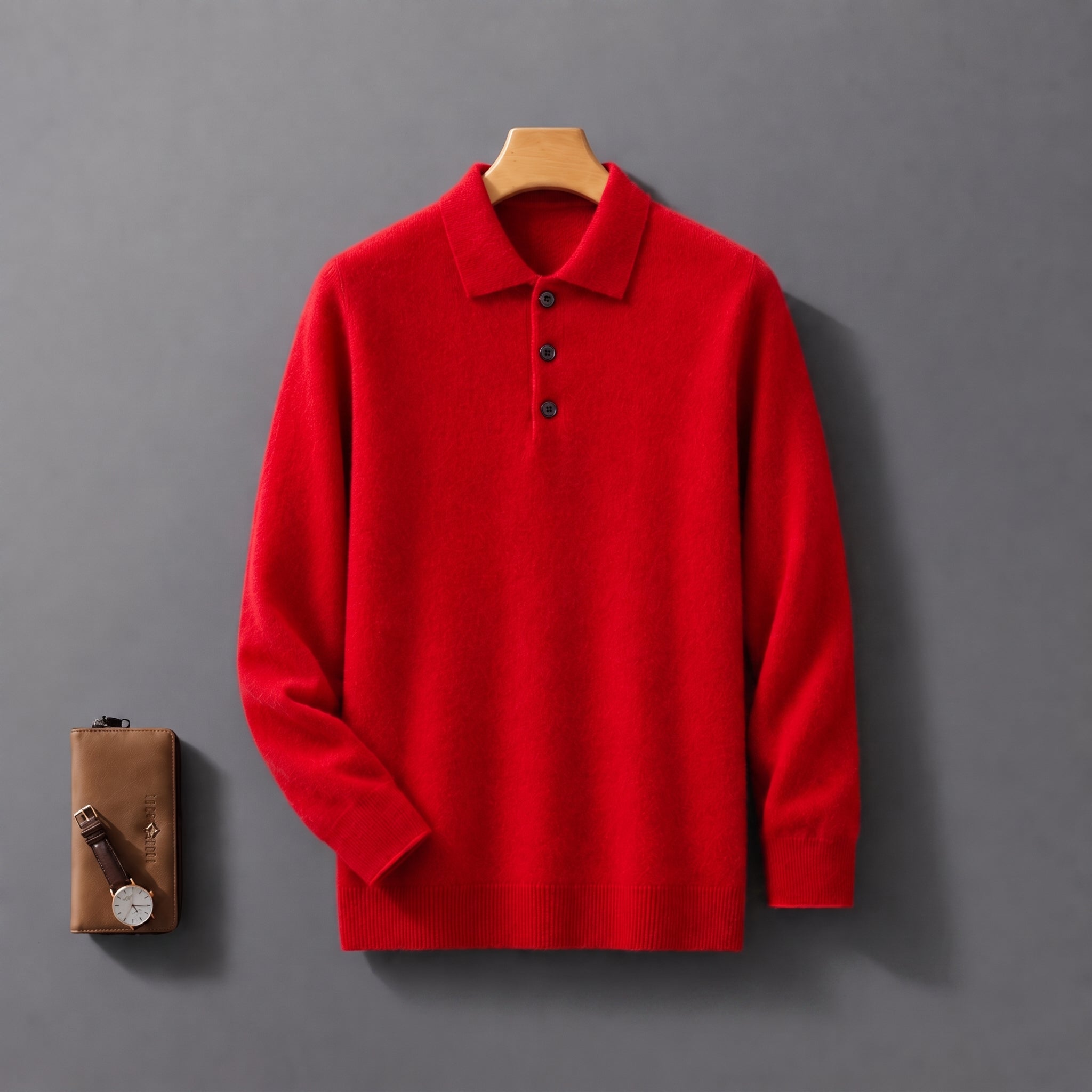 James - Men's Knitted Polo Shirt with Button Placket