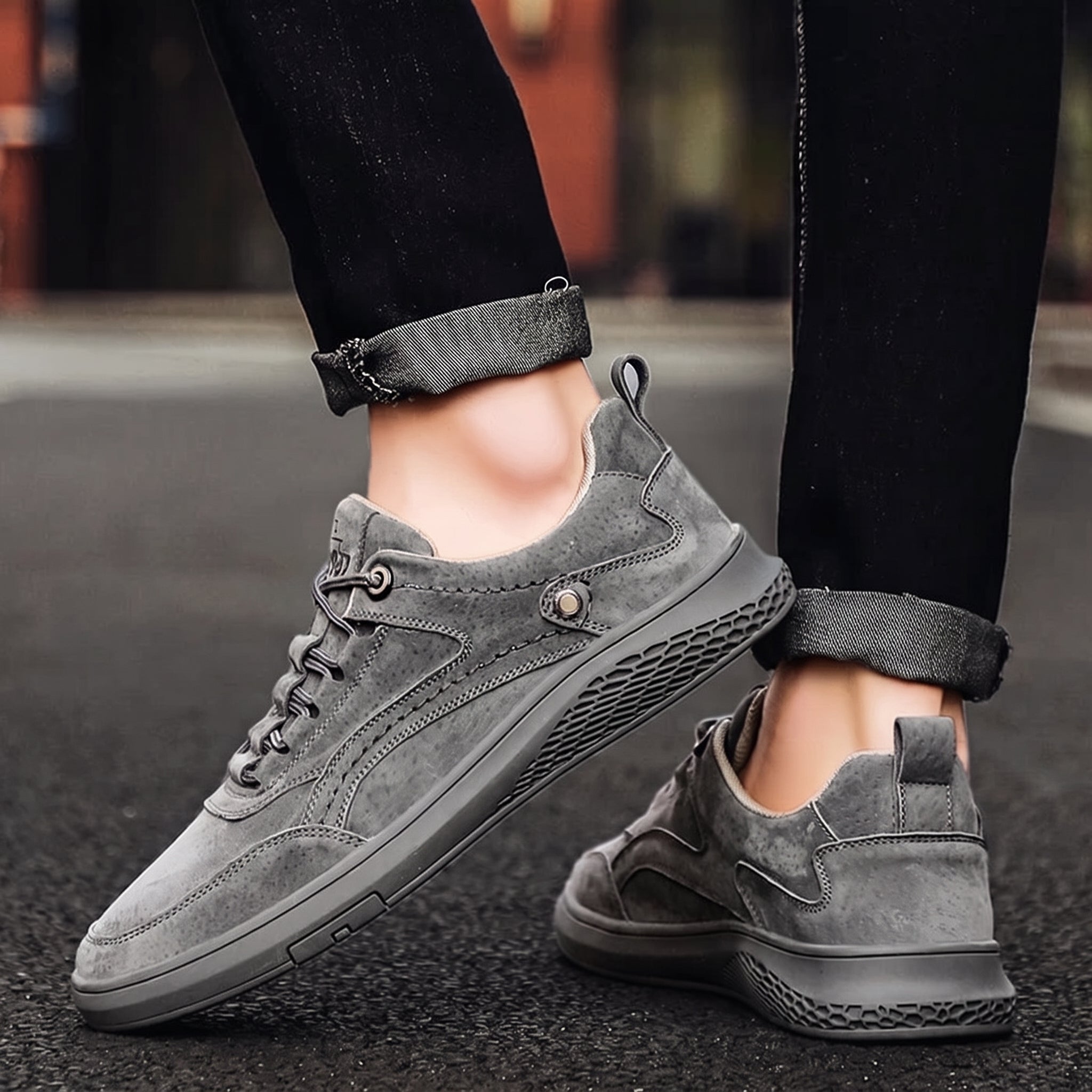 Charlie - Men's Low-Top Lace-Up Trainers with Contrast Stitching
