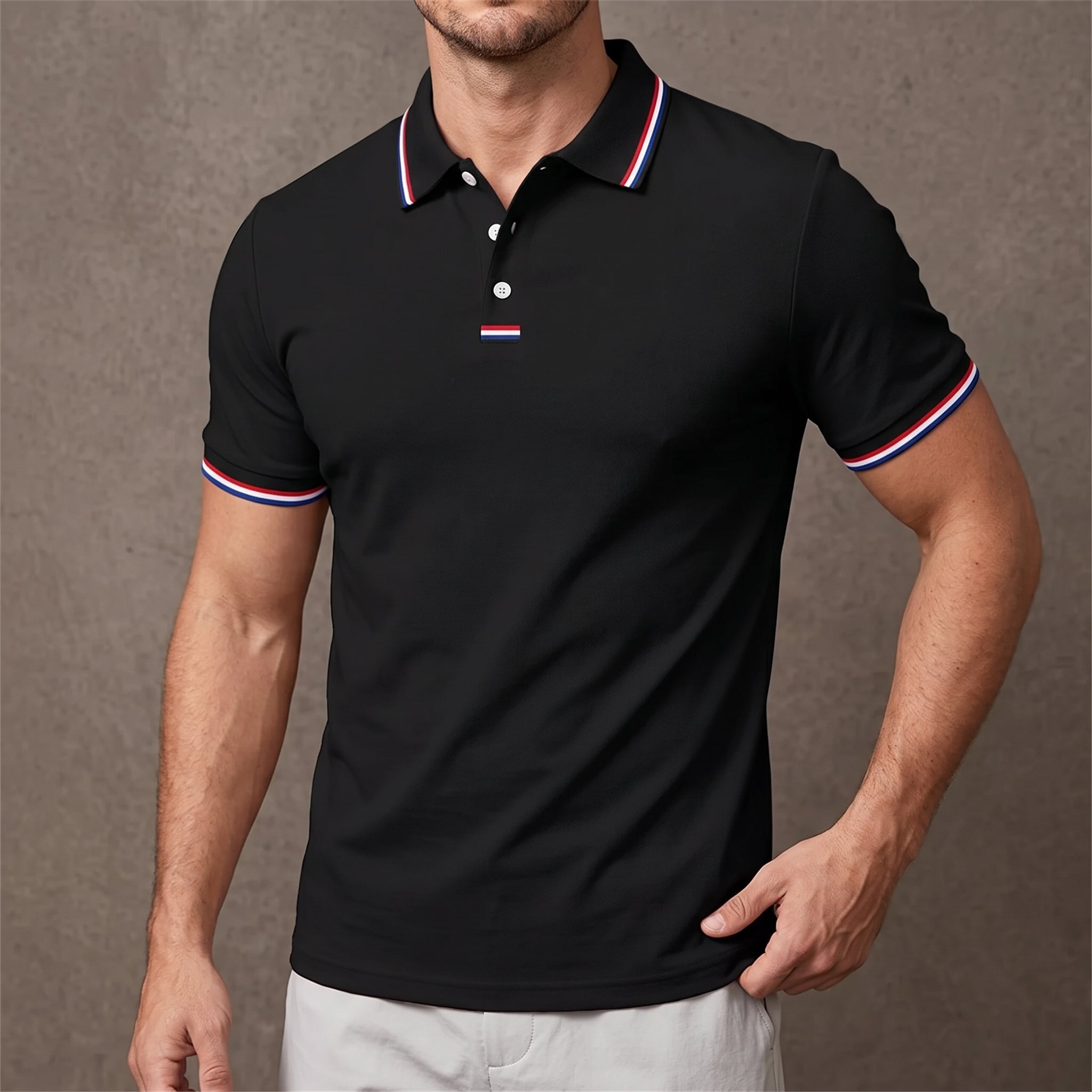 Arthur - Men's Summer Contrast Tipped Collar Polo Shirt