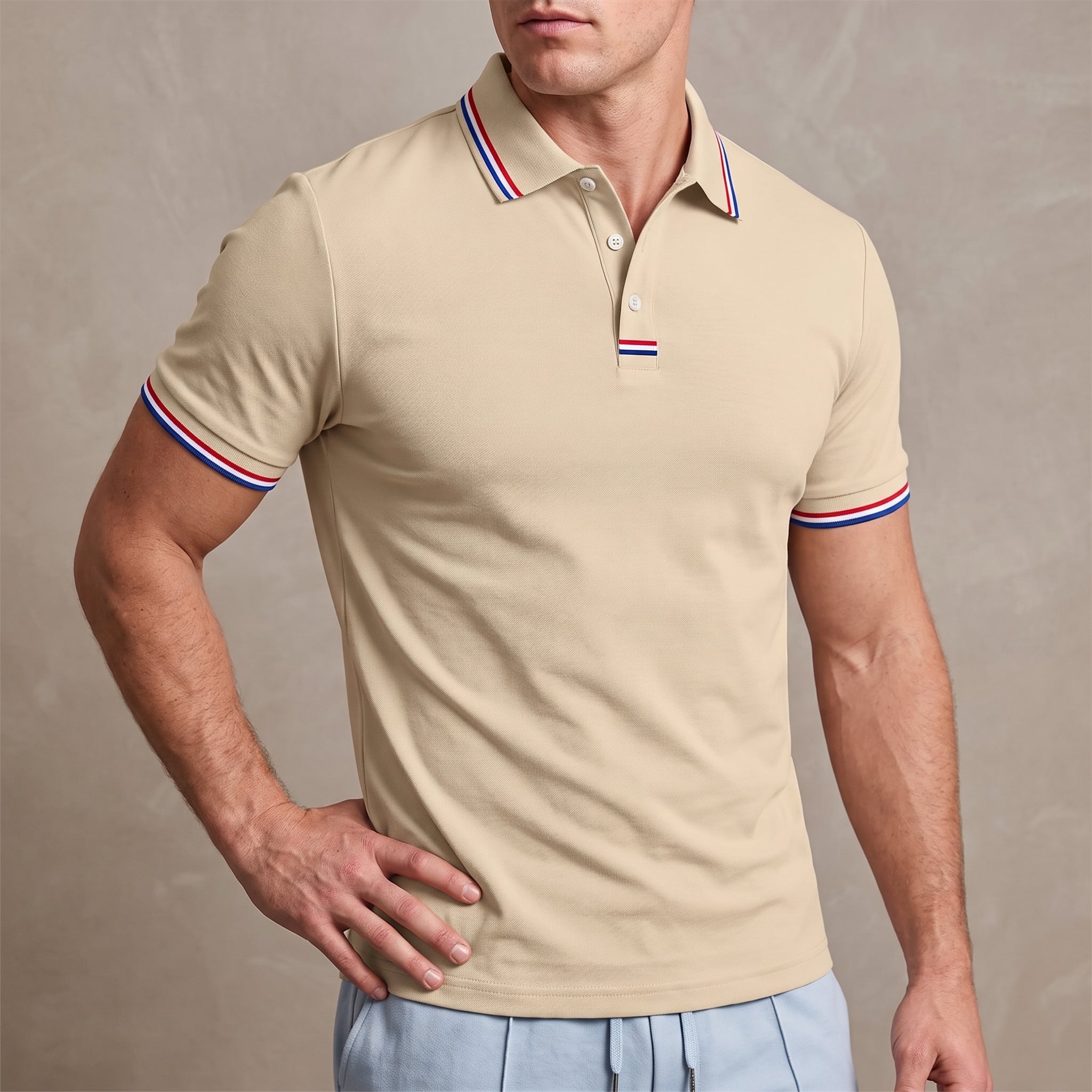 Arthur - Men's Summer Contrast Tipped Collar Polo Shirt