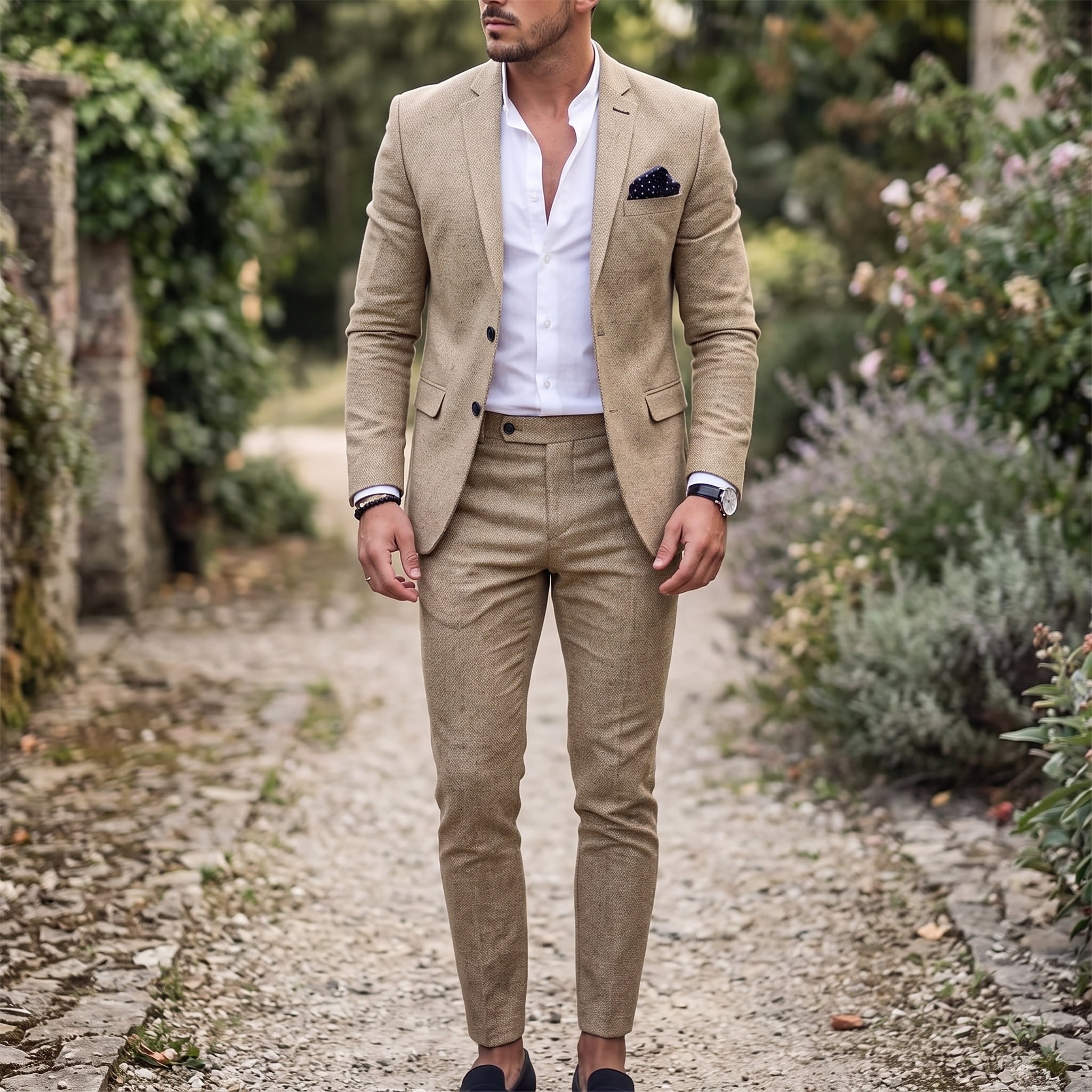 Reinhard - Men's Slim Fit Notch Lapel Two-Piece Wedding Guest Suit