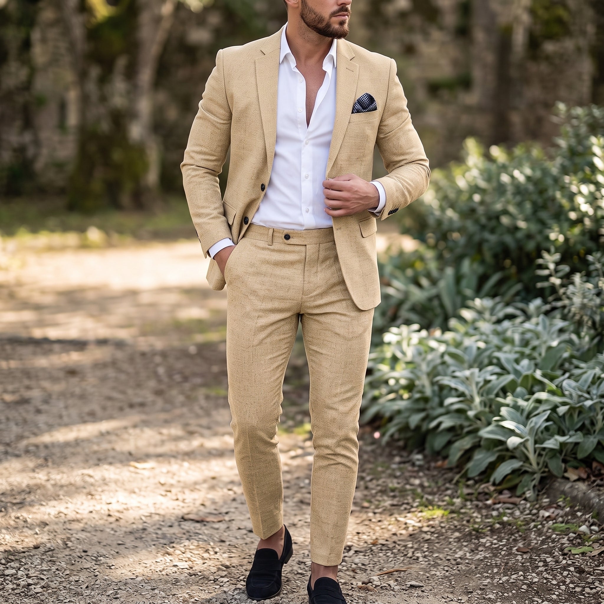 Reinhard - Men's Slim Fit Notch Lapel Two-Piece Wedding Guest Suit