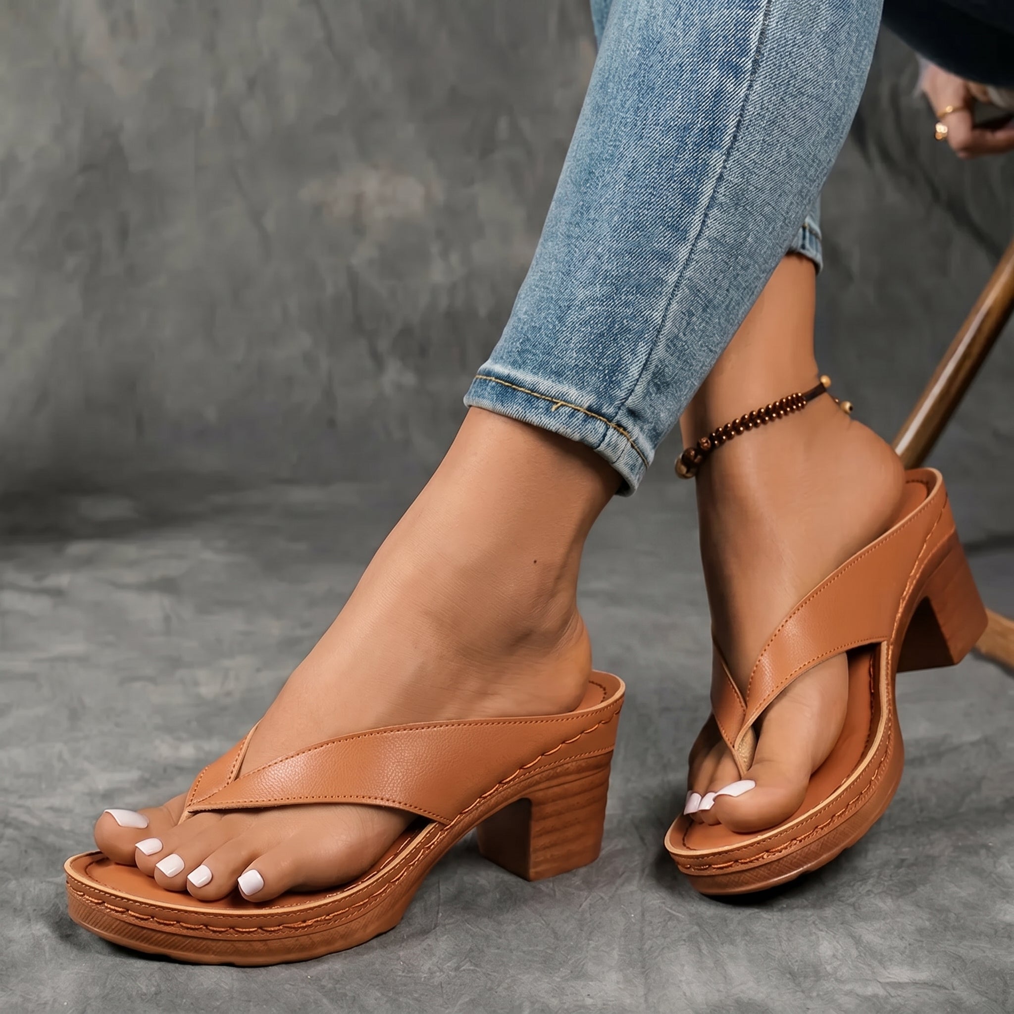 Tara - Women's Block Heel Slip-On Sandals