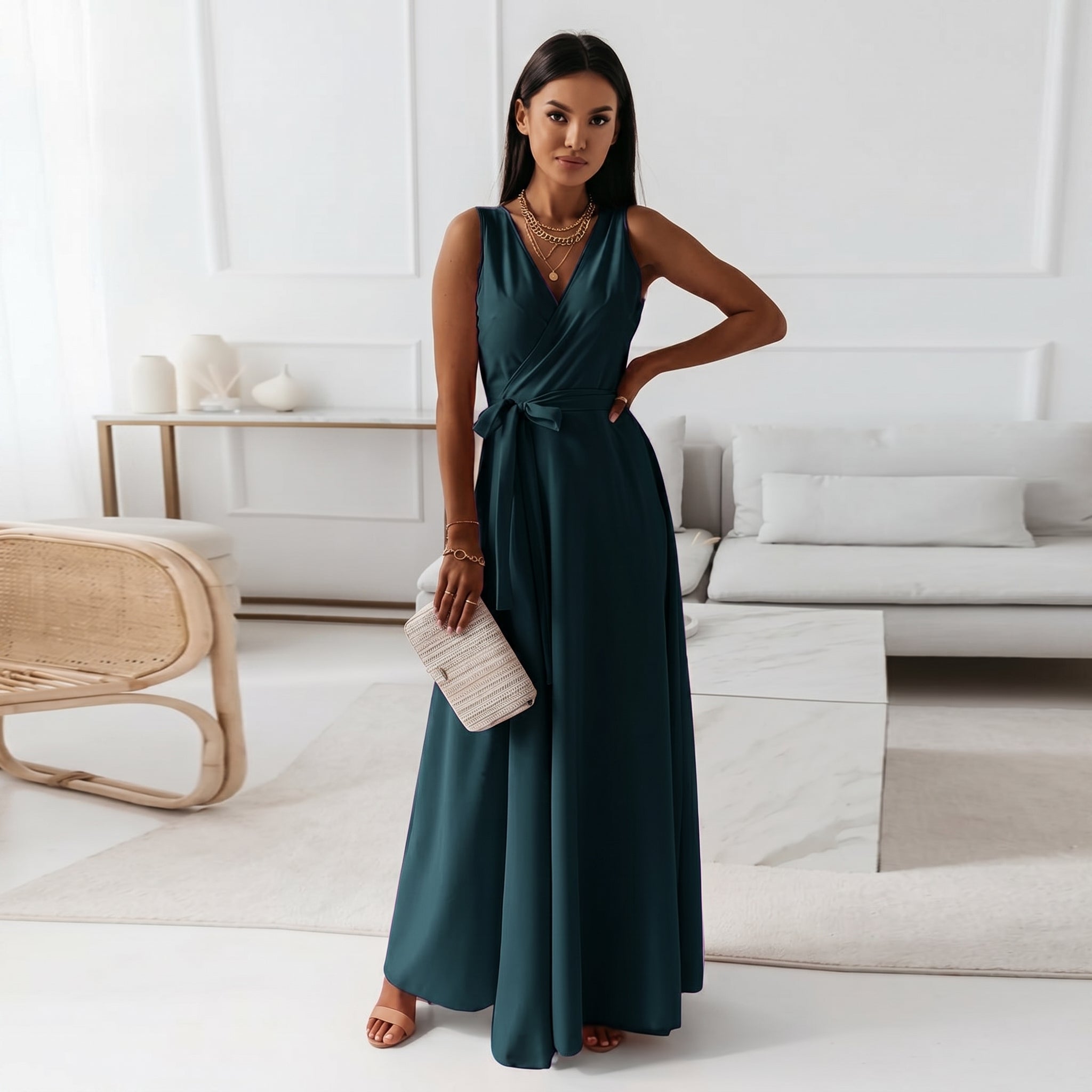 Isabella - Women's Summer Wrap V-Neck Maxi Dress