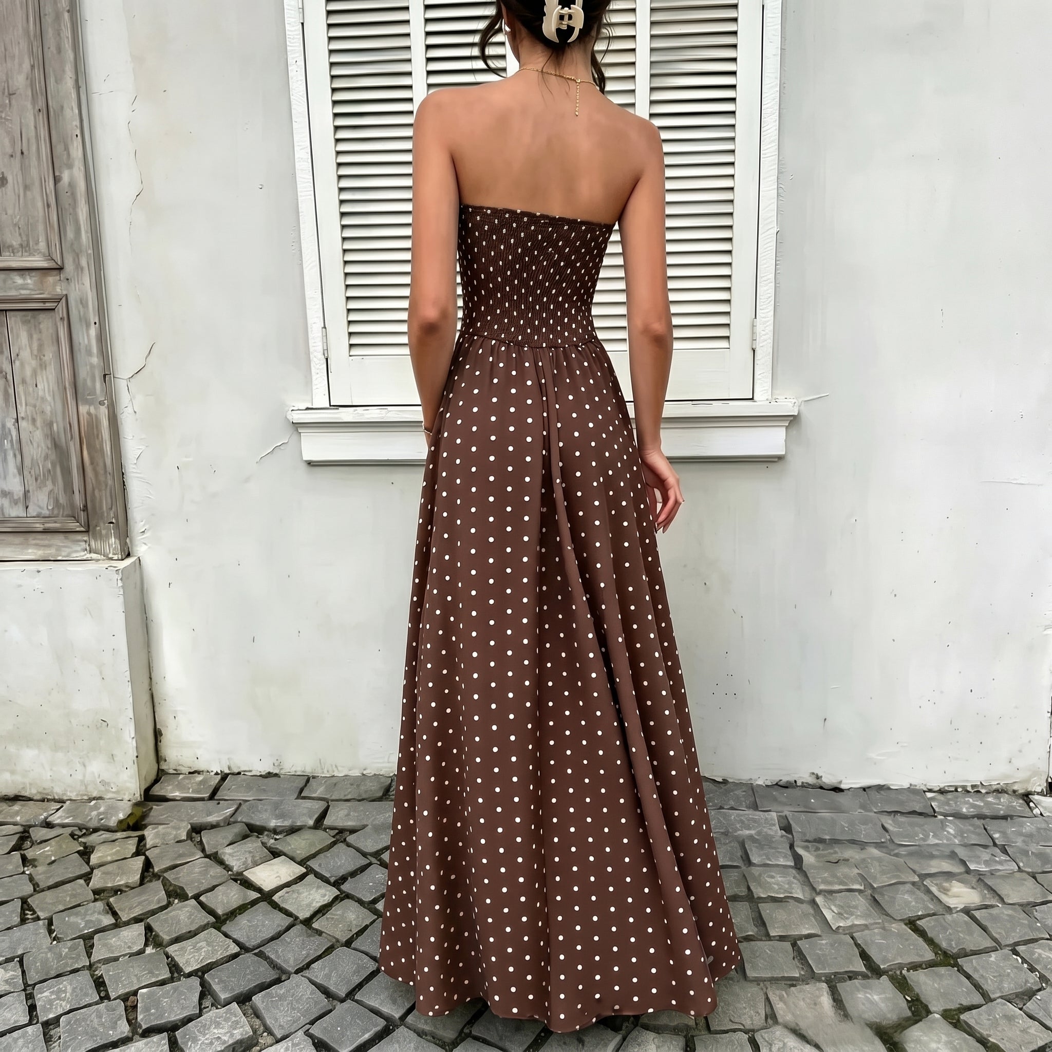 Lorelei - Women's Summer Polka Dot Strapless Maxi Dress