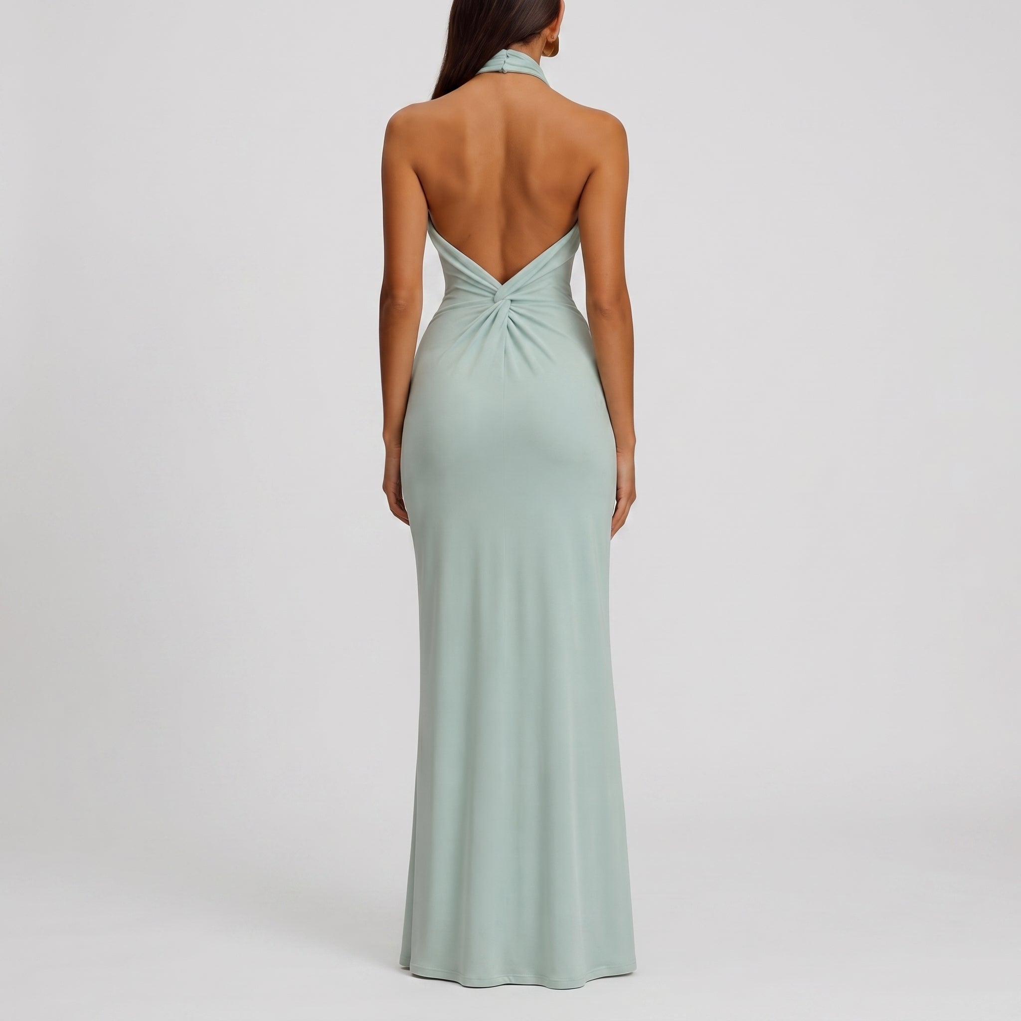 Isabella - Women's Wedding Guest Halter Twist Maxi Dress