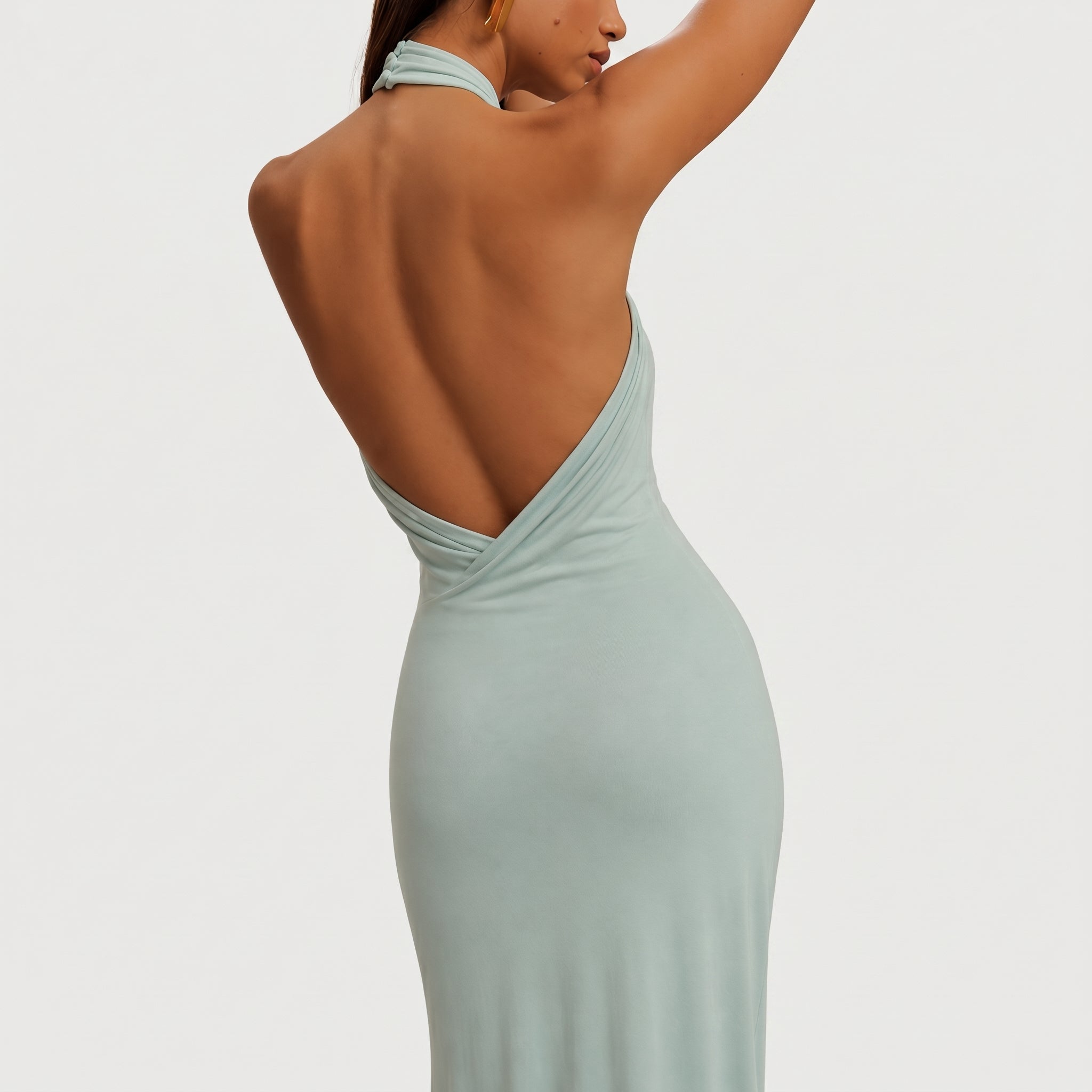 Isabella - Women's Wedding Guest Halter Twist Maxi Dress