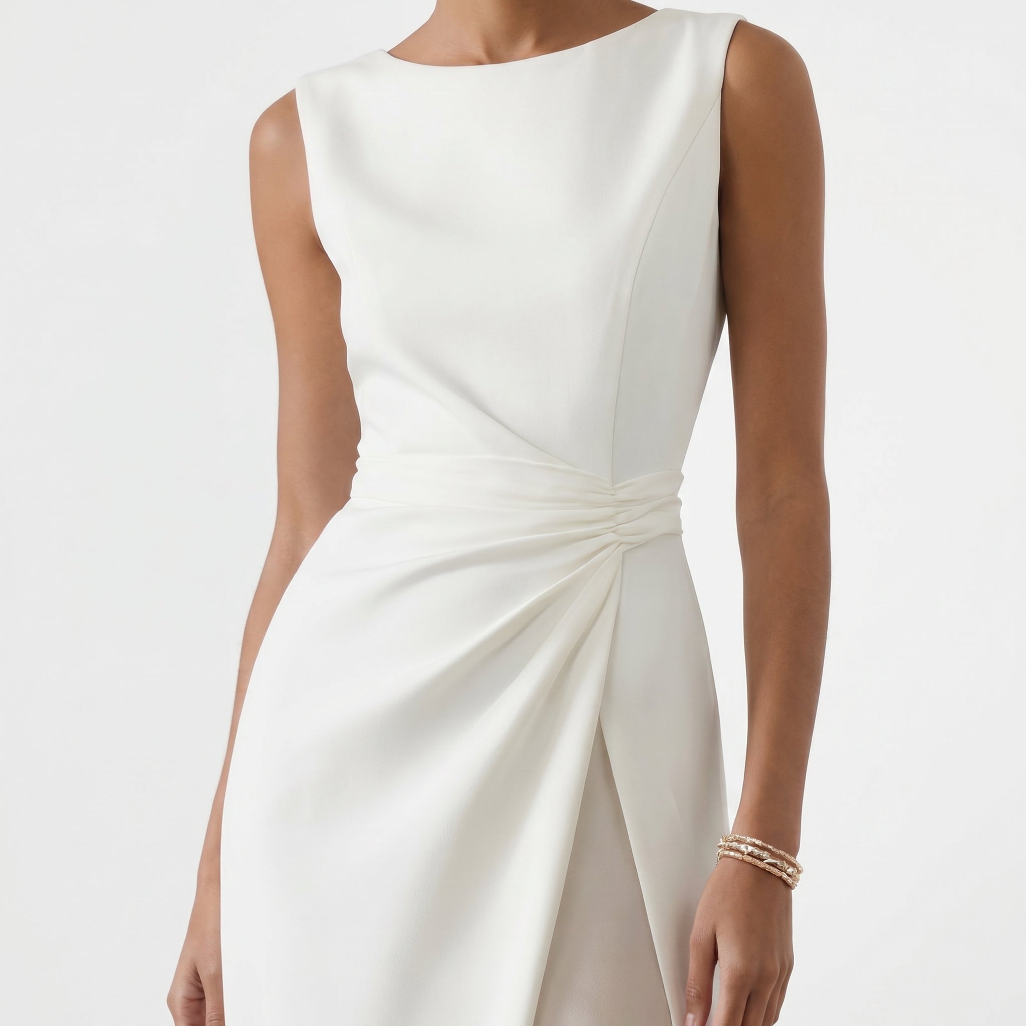 Elena - Women's Evening Draped Side Split Maxi Dress
