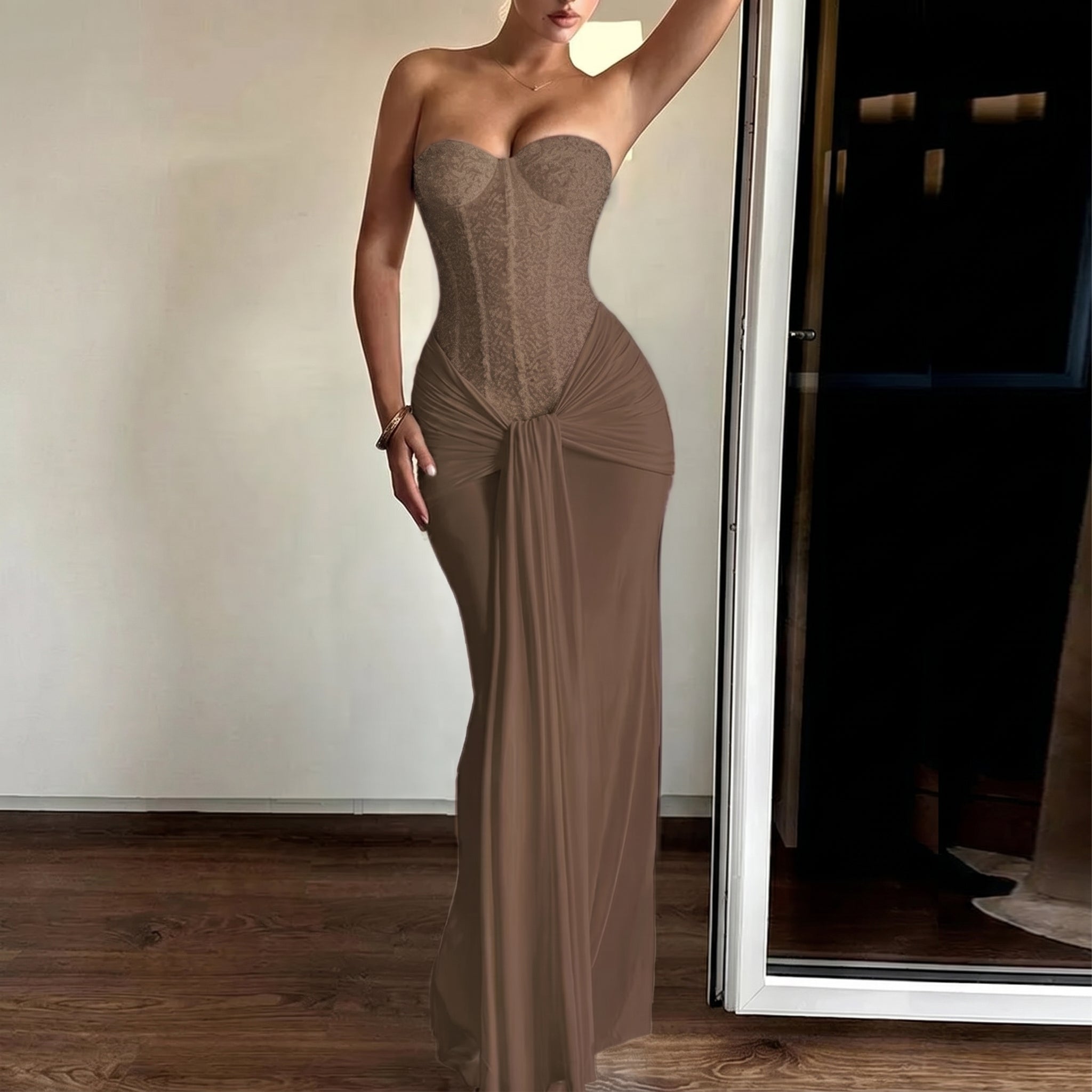 Rosa - Women's Evening Lace Corset Maxi Dress
