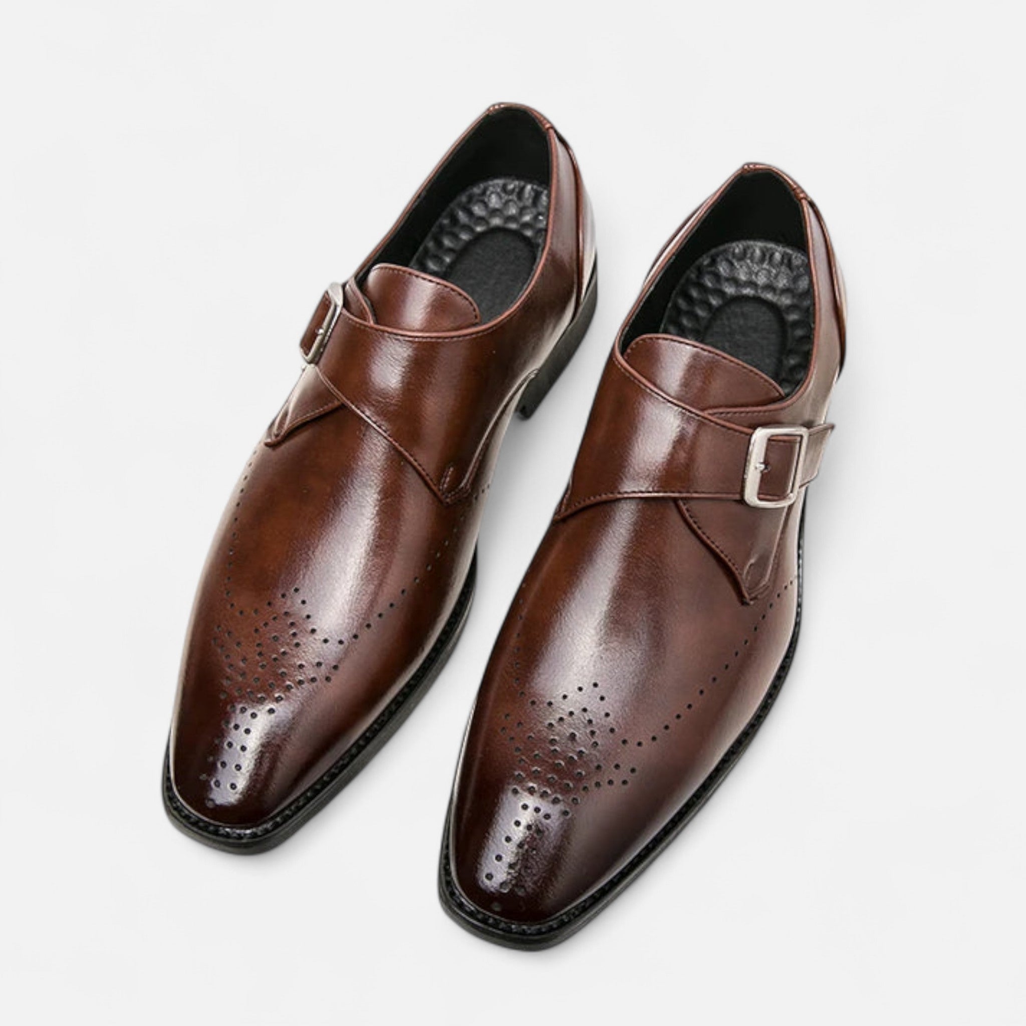 James - Men's Formal Monk Strap Brogue Wedding Dress Shoes