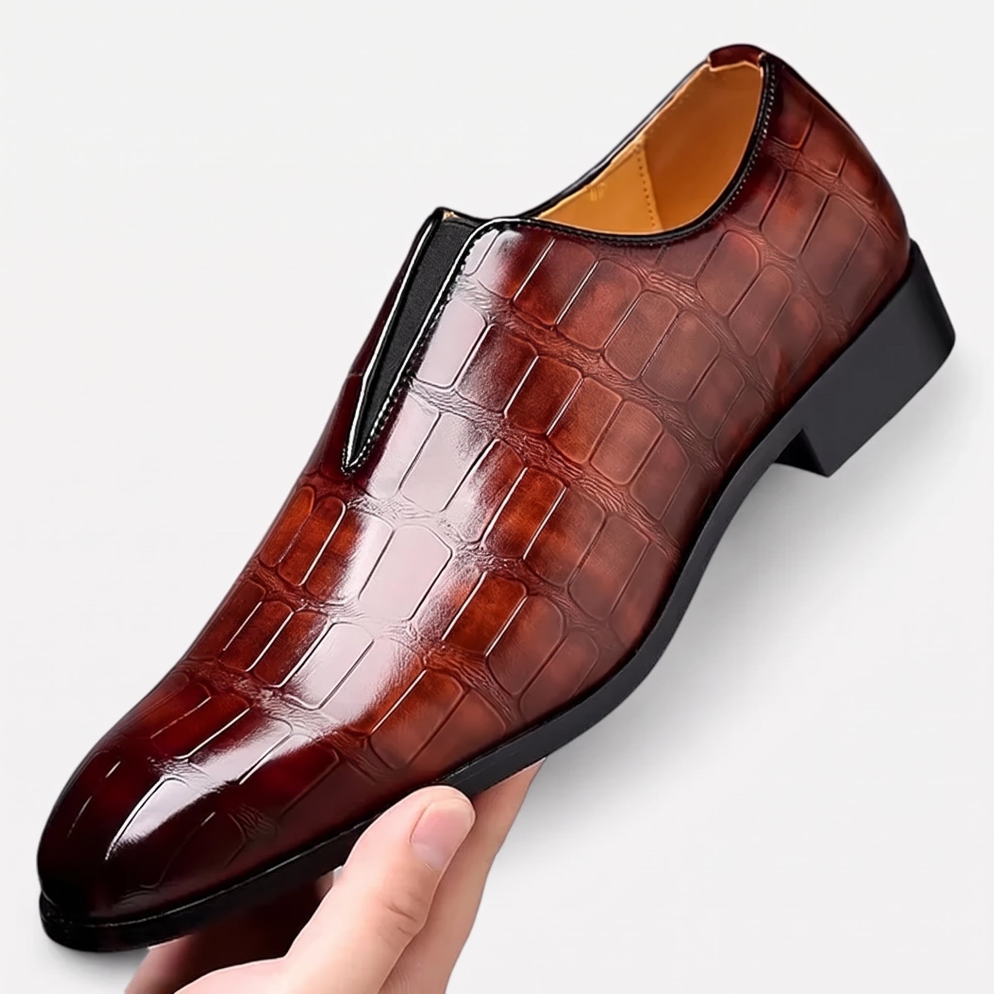 Oliver - Men's Croc Embossed Pointed Toe Wedding Shoes