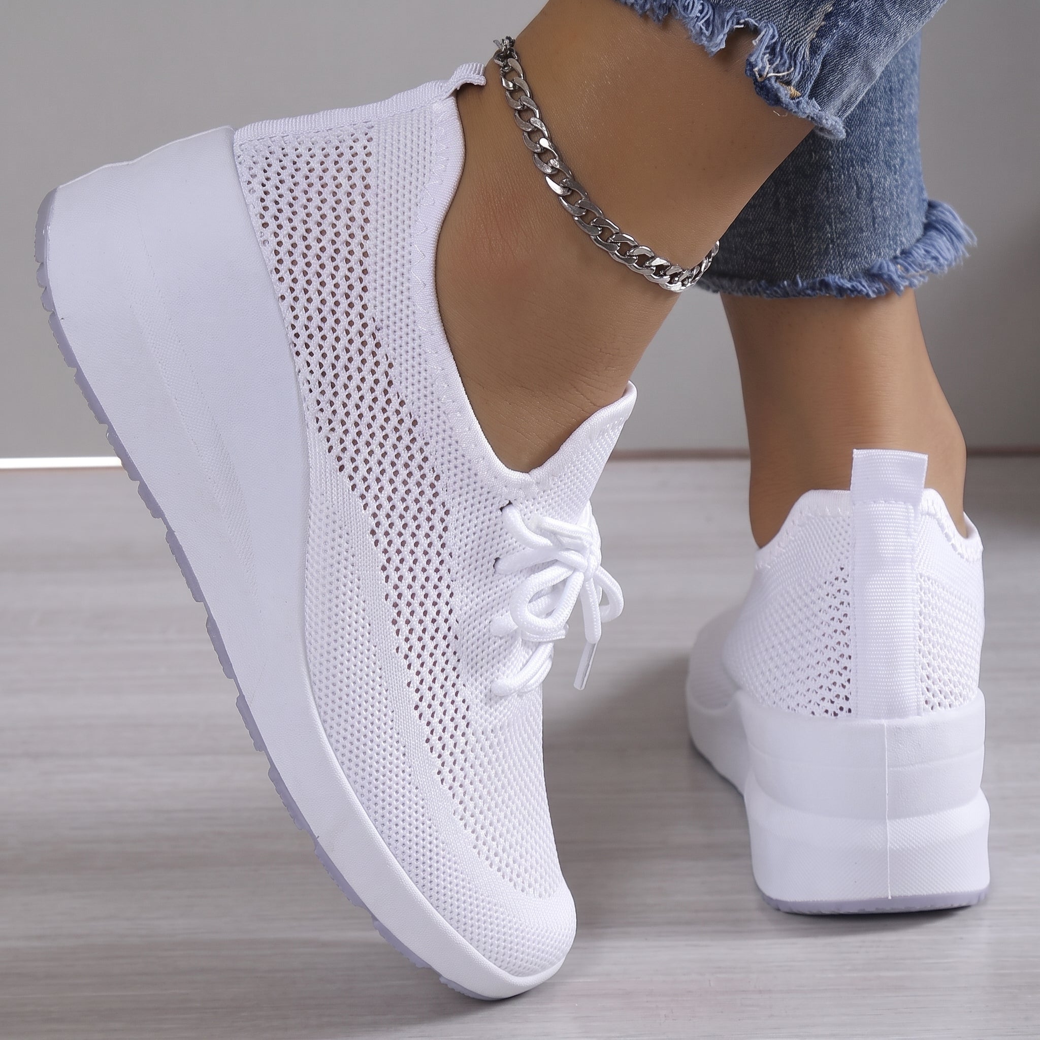 Alice - Women's Orthopaedic Breathable Lace-Up Wedge Trainers