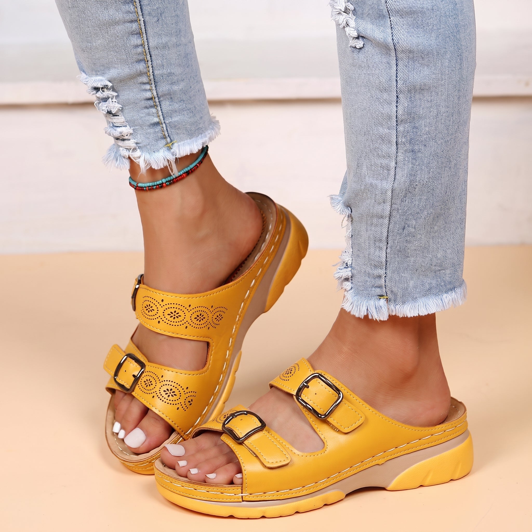 Alice - Women's Orthopaedic Double Buckle Strap Wedge Sandals