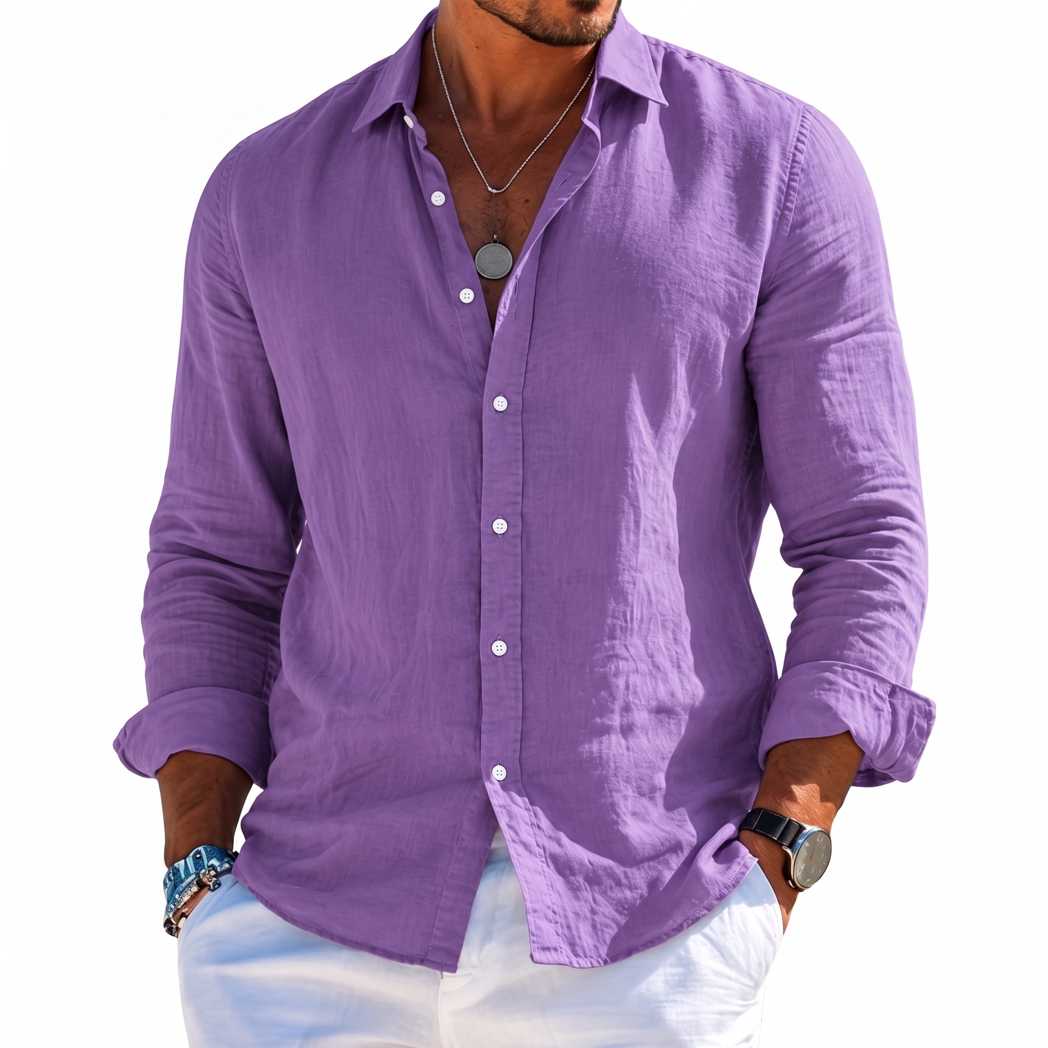 Arthur – Men's Summer Button-Down Long Sleeve Shirt