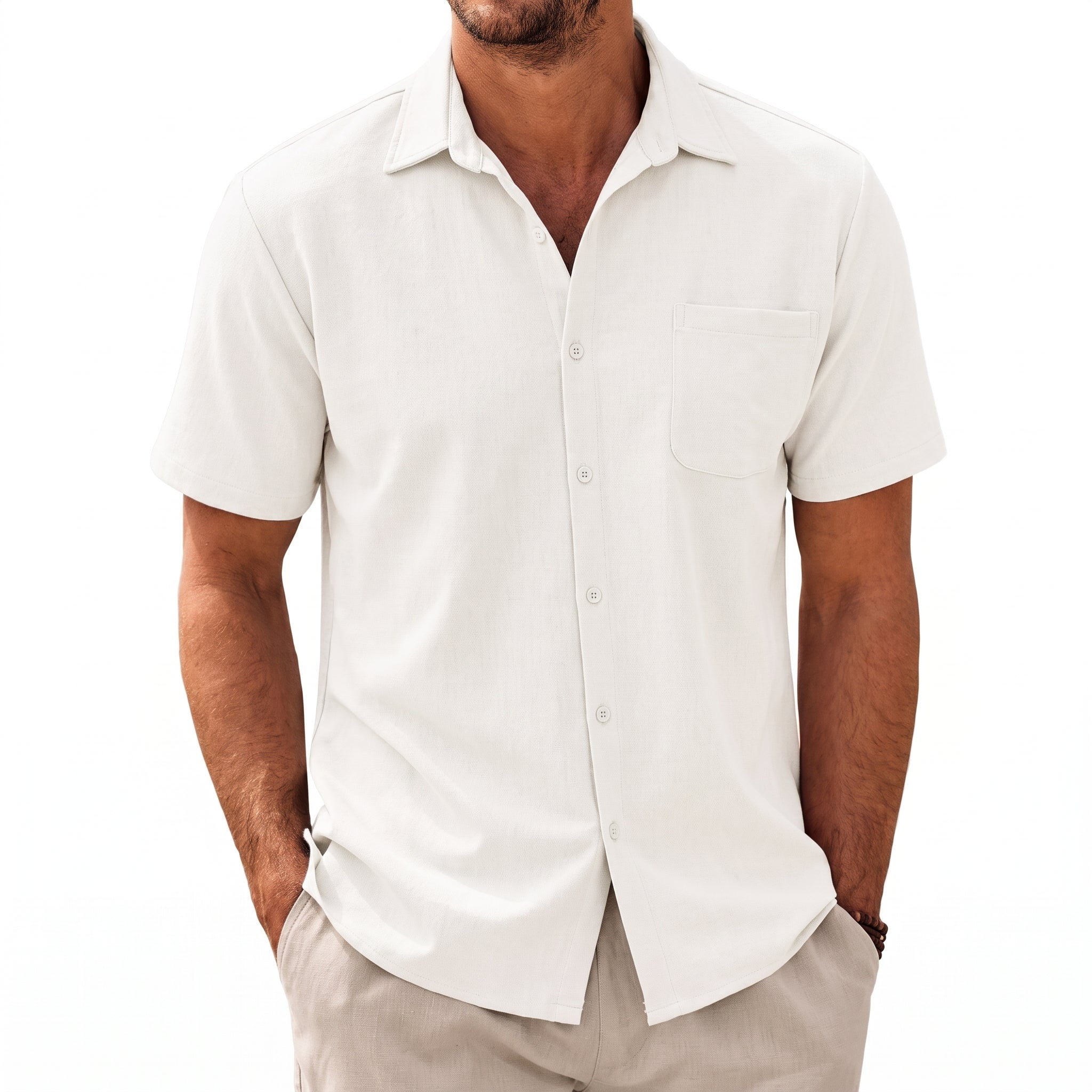 Kurt – Men's Summer Straight Collar Short Sleeve Shirt