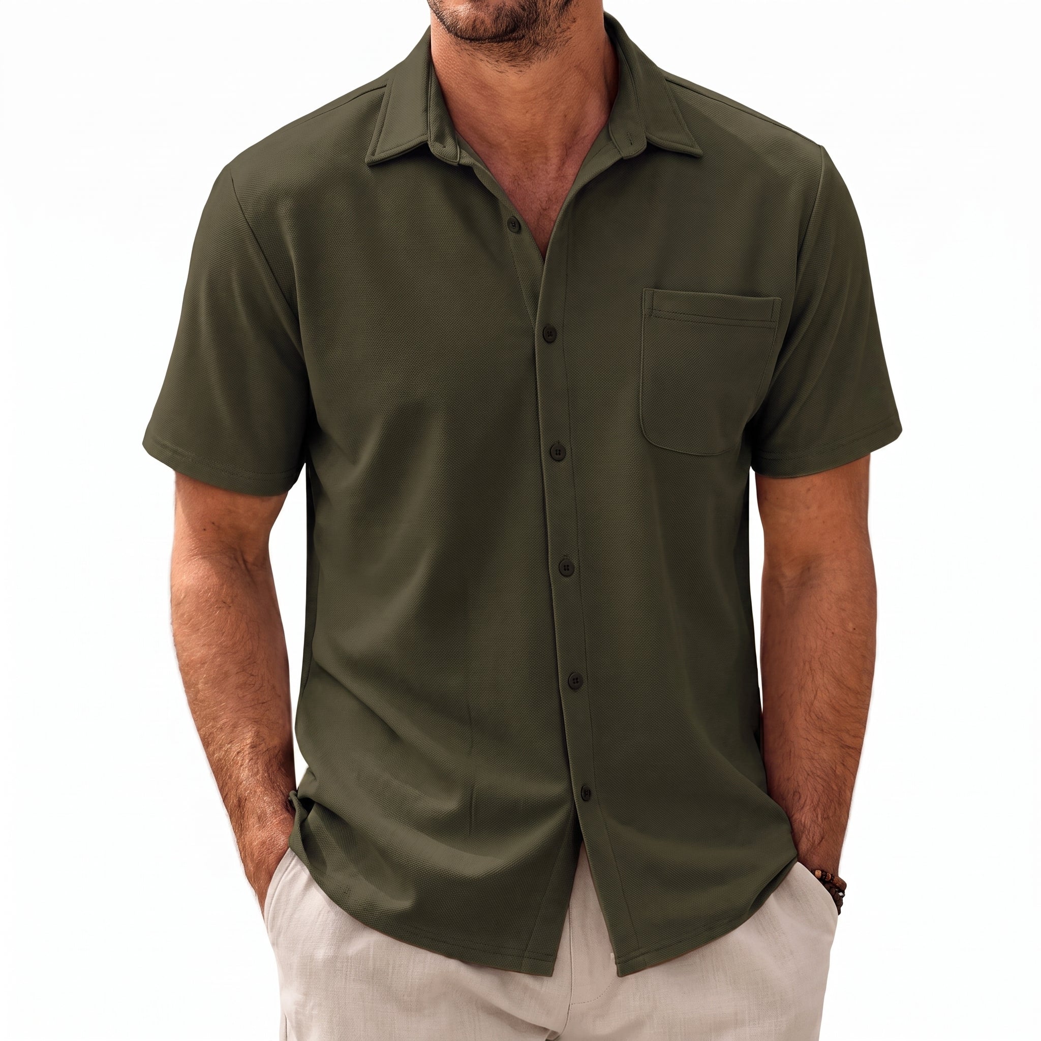 Kurt – Men's Summer Straight Collar Short Sleeve Shirt