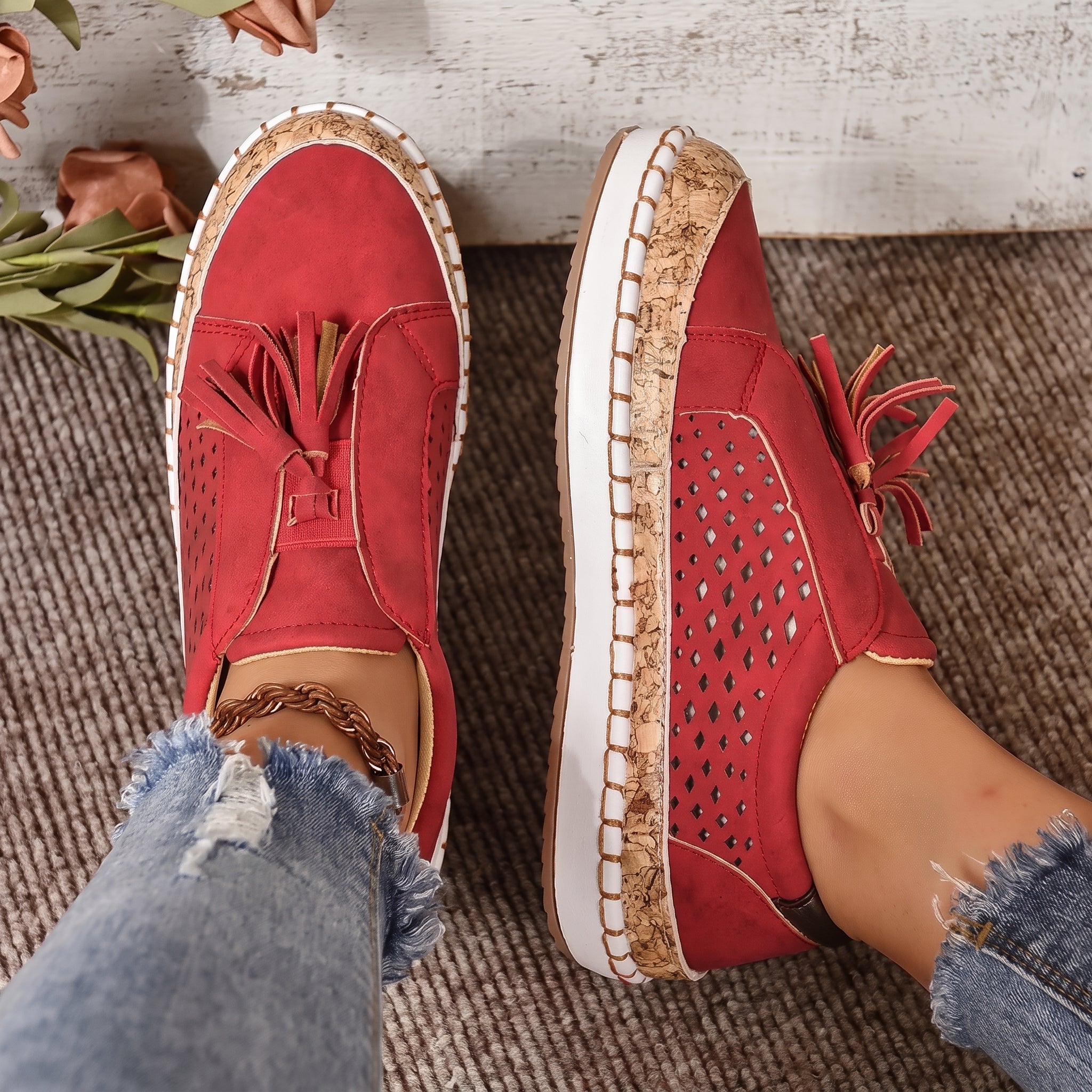 Leonie – Women's Orthopaedic Tassel Detail Slip-On Trainers