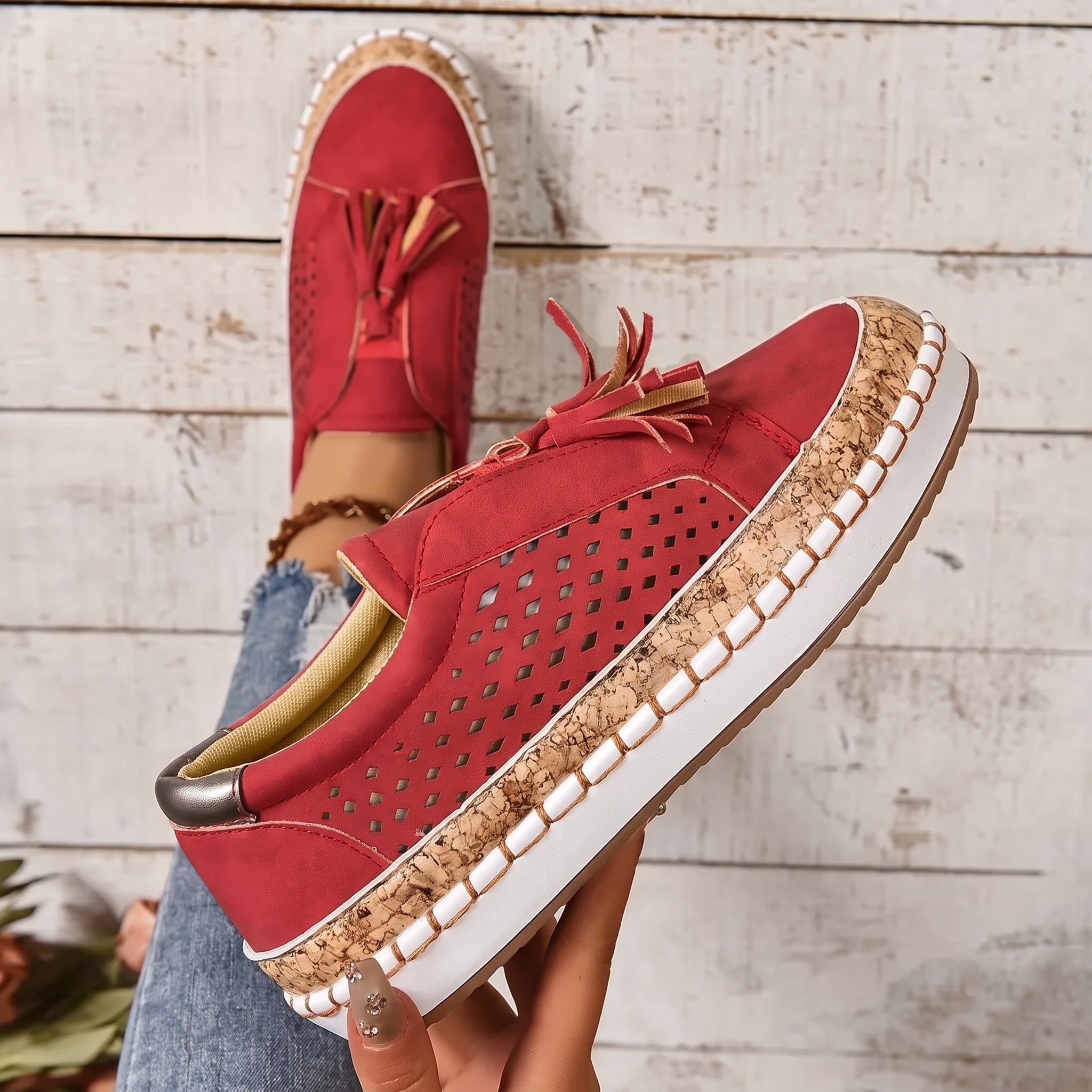 Leonie – Women's Orthopaedic Tassel Detail Slip-On Trainers