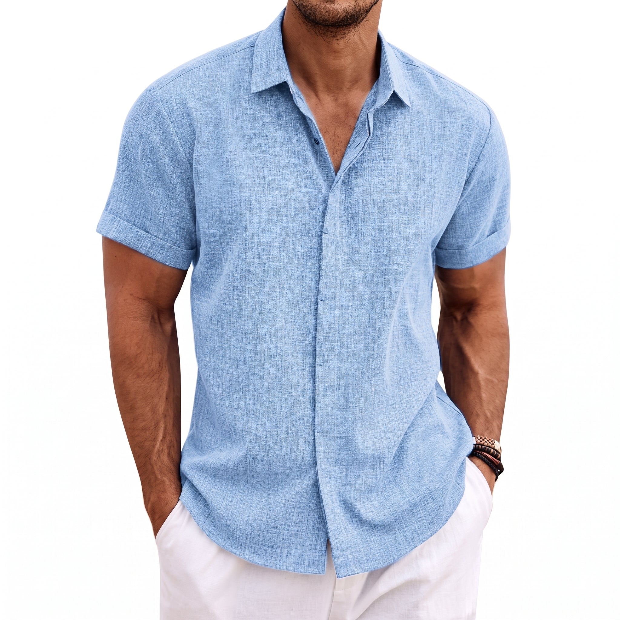 Robert - Men's Summer Concealed Placket Short Sleeve Casual Shirt