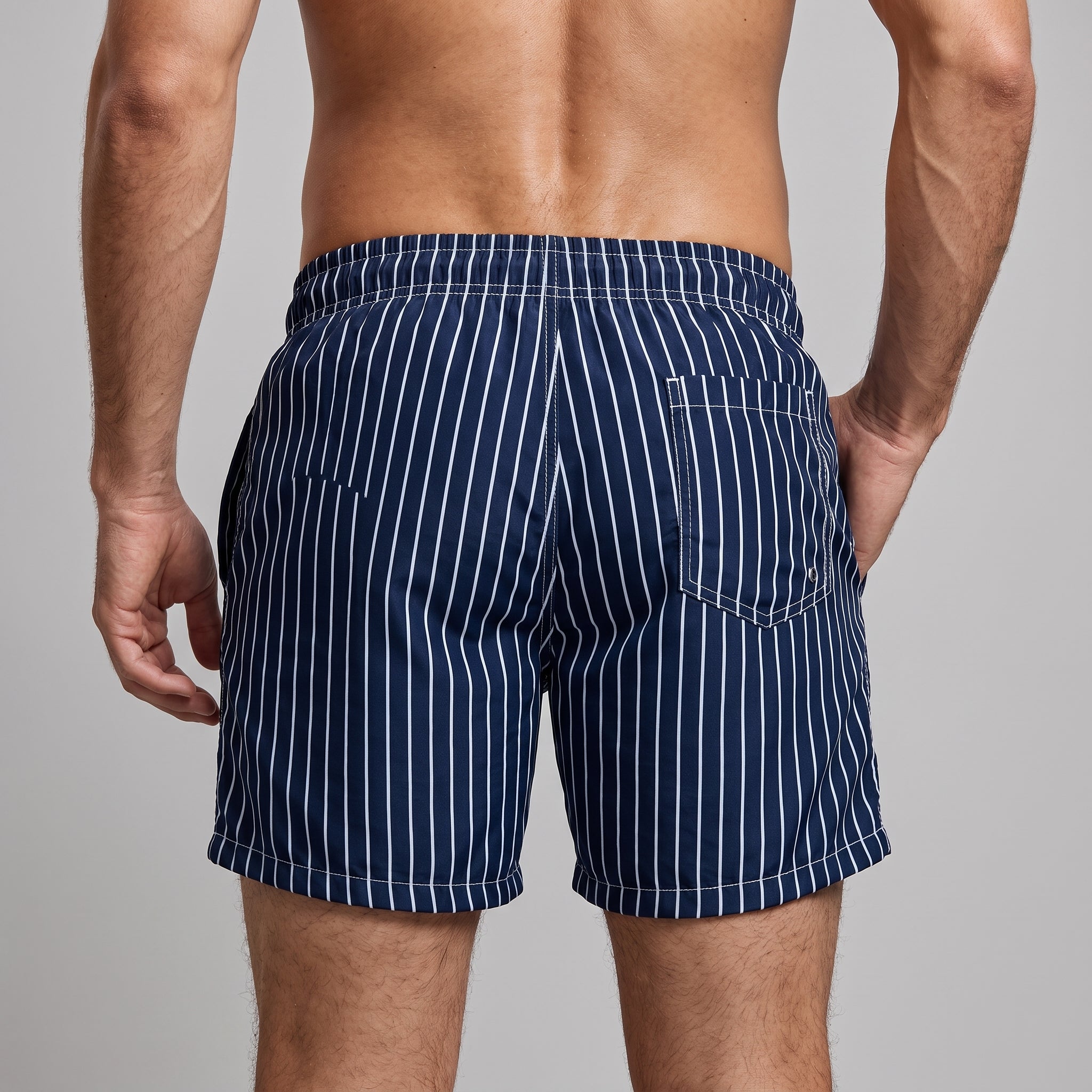 Nathan - Men's Summer Pinstripe Drawstring Swim Shorts