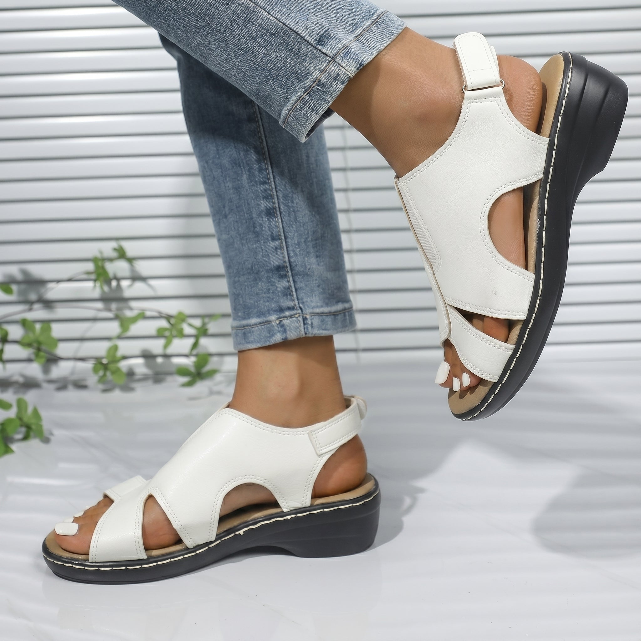 Louise - Women's Orthopaedic Cut-Out Wedge Sandals