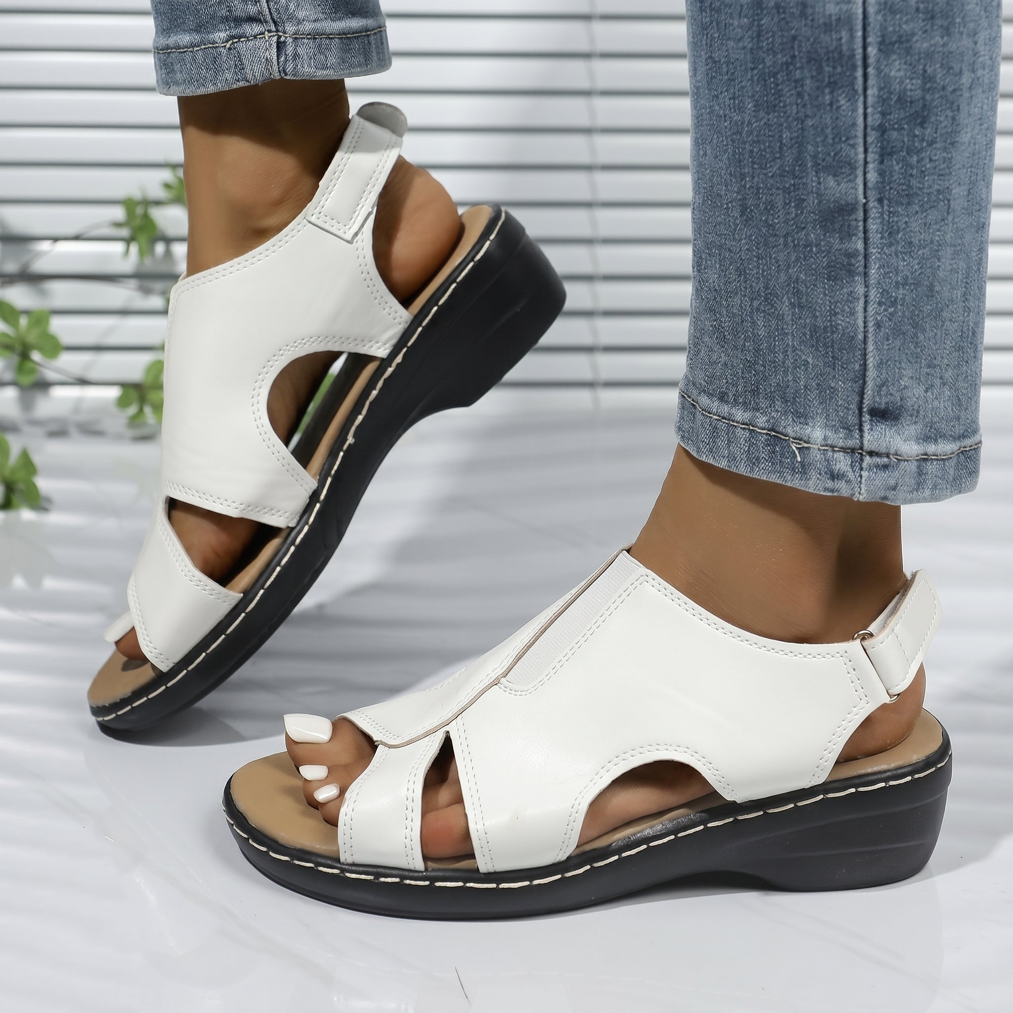 Louise - Women's Orthopaedic Cut-Out Wedge Sandals