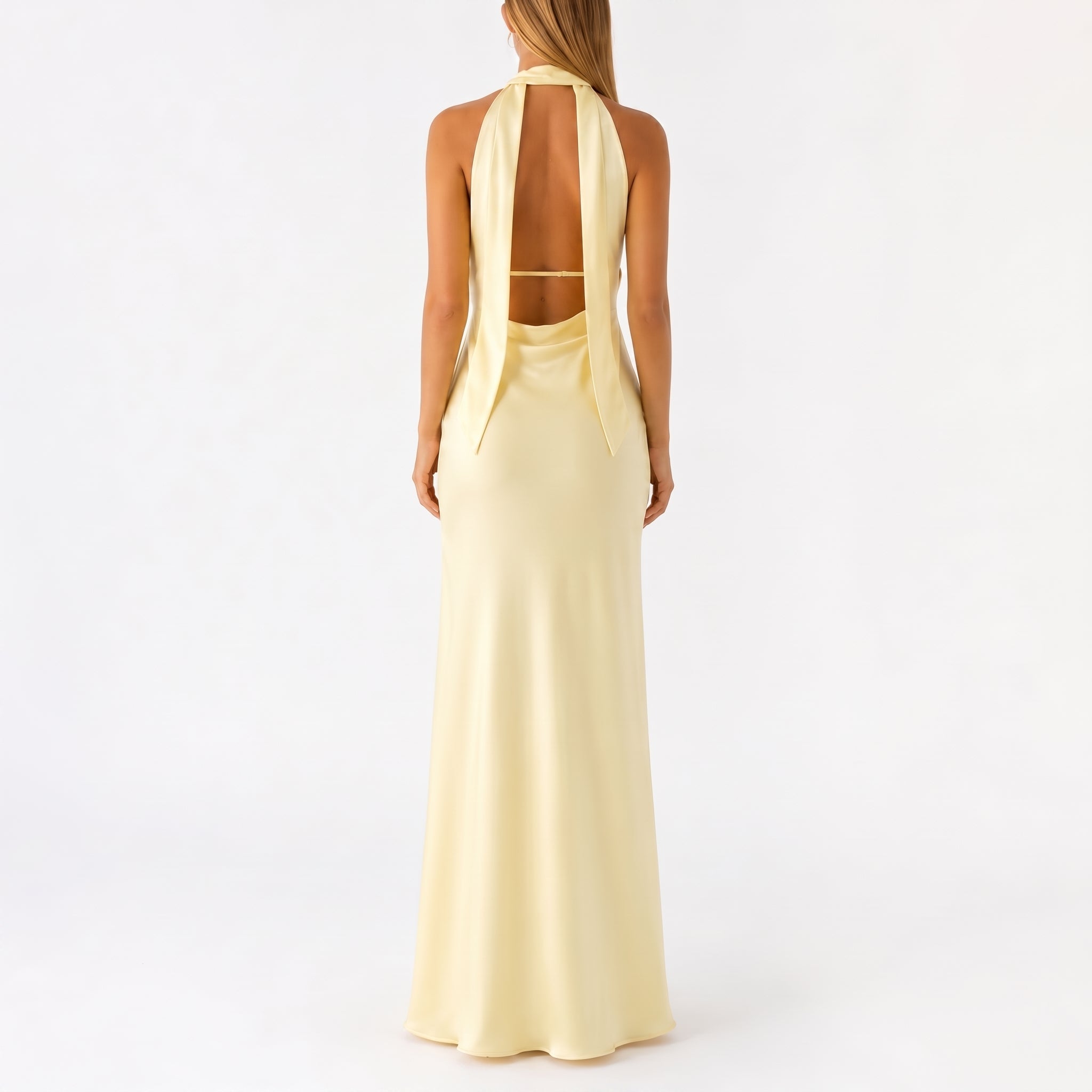 Clara - Women's Wedding Guest Maxi Dress with Neck Scarf