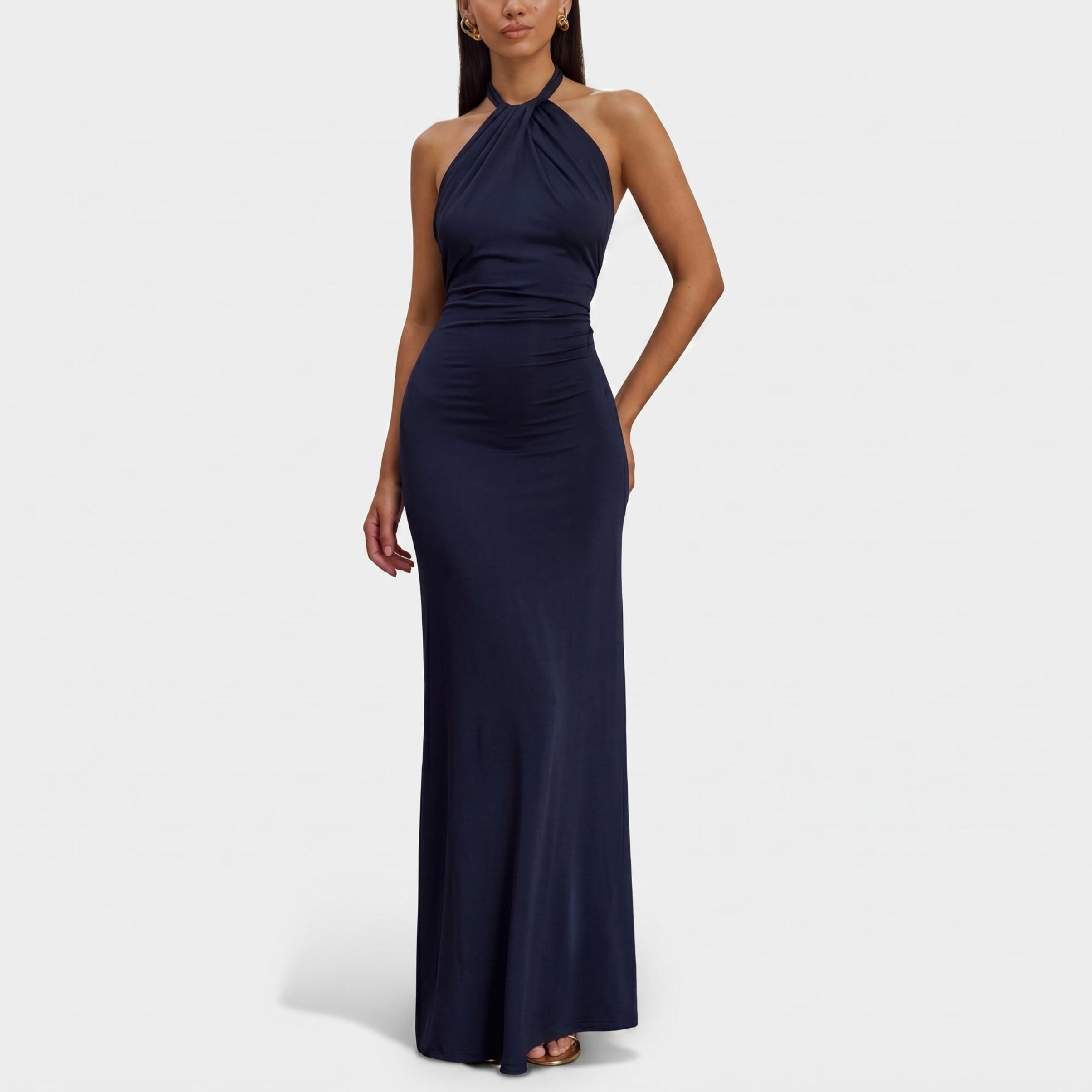 Isabella - Women's Wedding Guest Halter Twist Maxi Dress