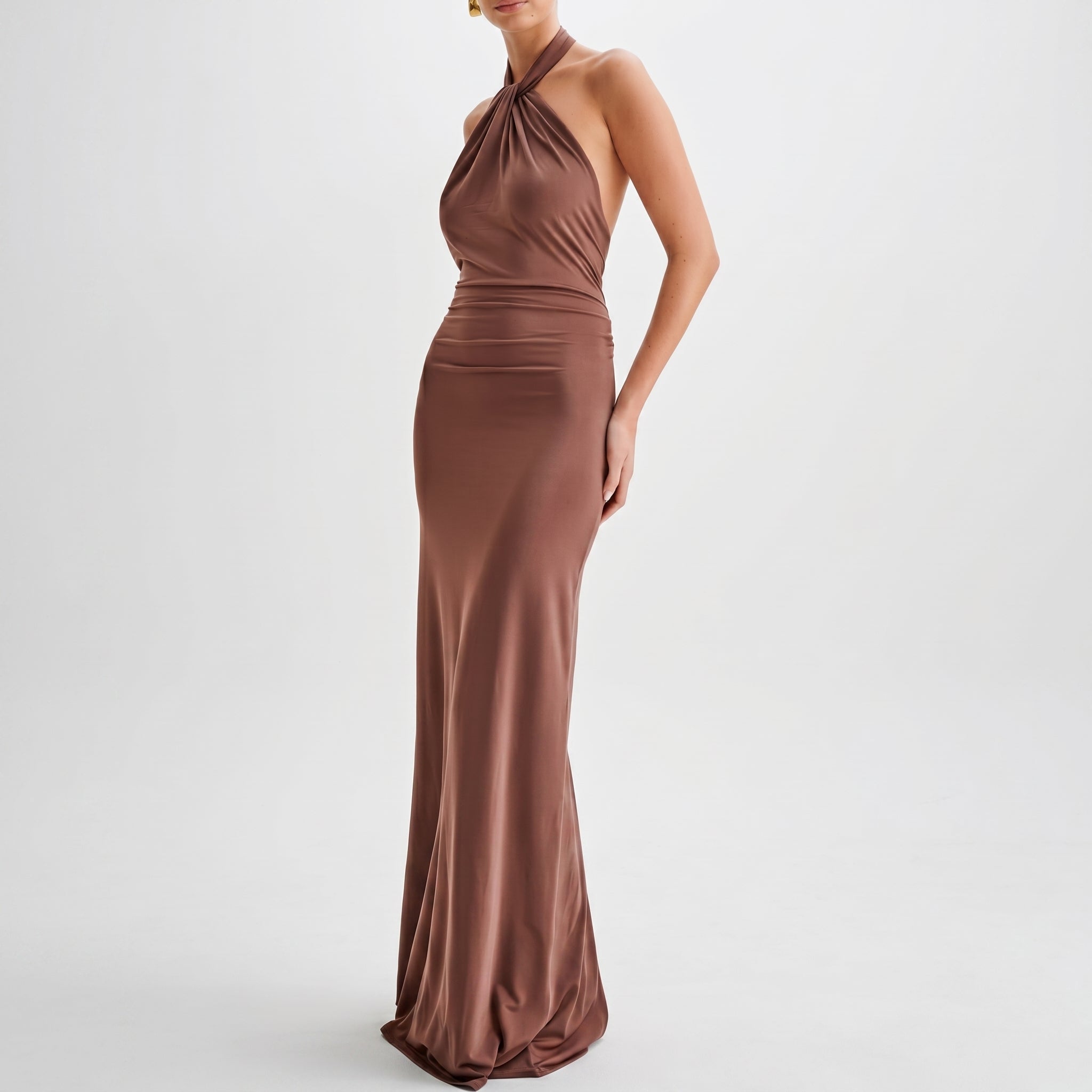 Isabella - Women's Wedding Guest Halter Twist Maxi Dress