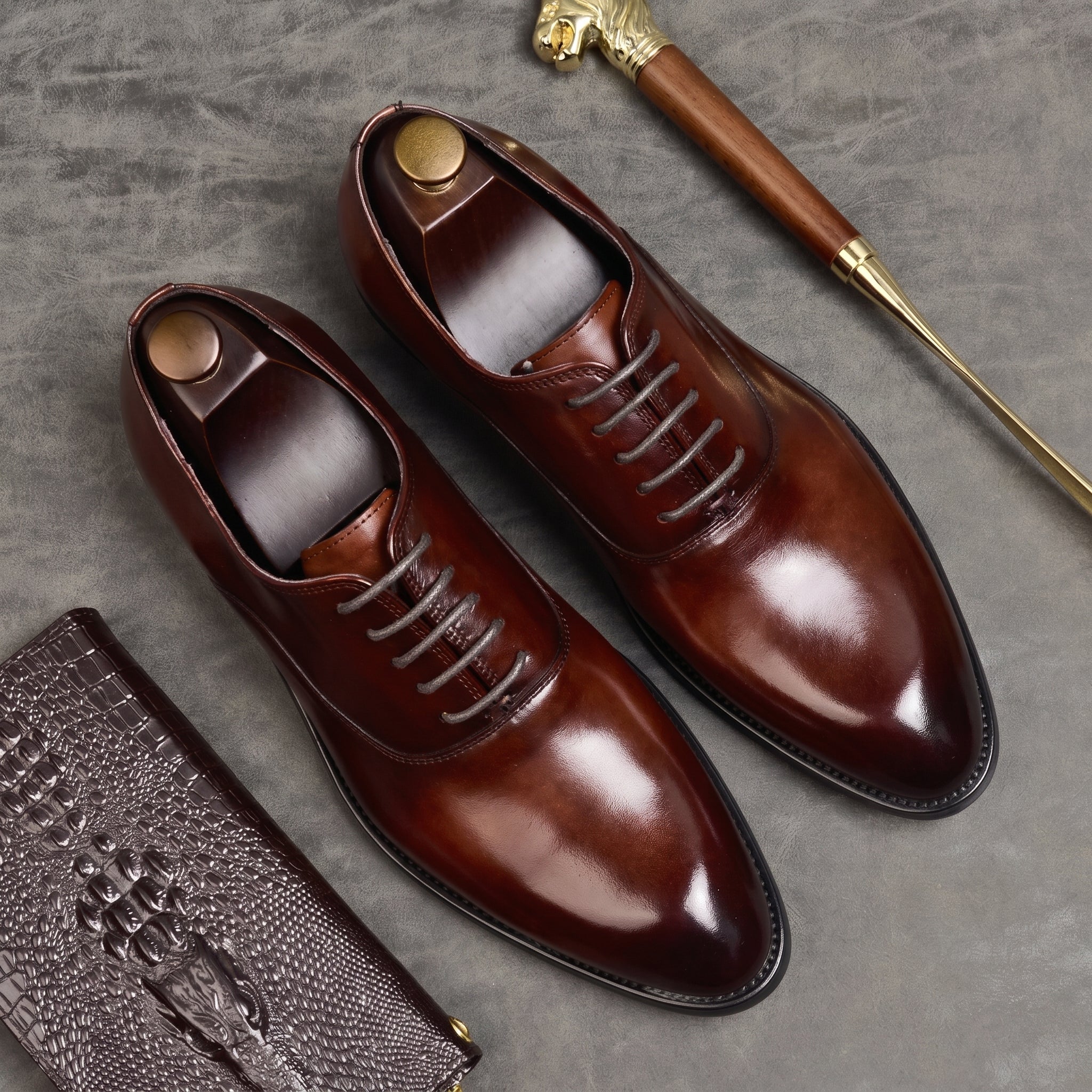 James - Men's Formal Lace-Up Pointed Toe Wedding Shoes