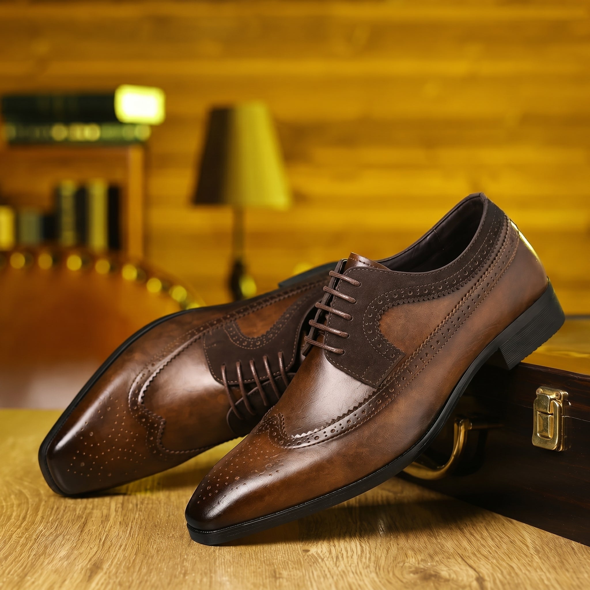Noah - Men's Formal Brogue Pointed Toe Wedding Shoes