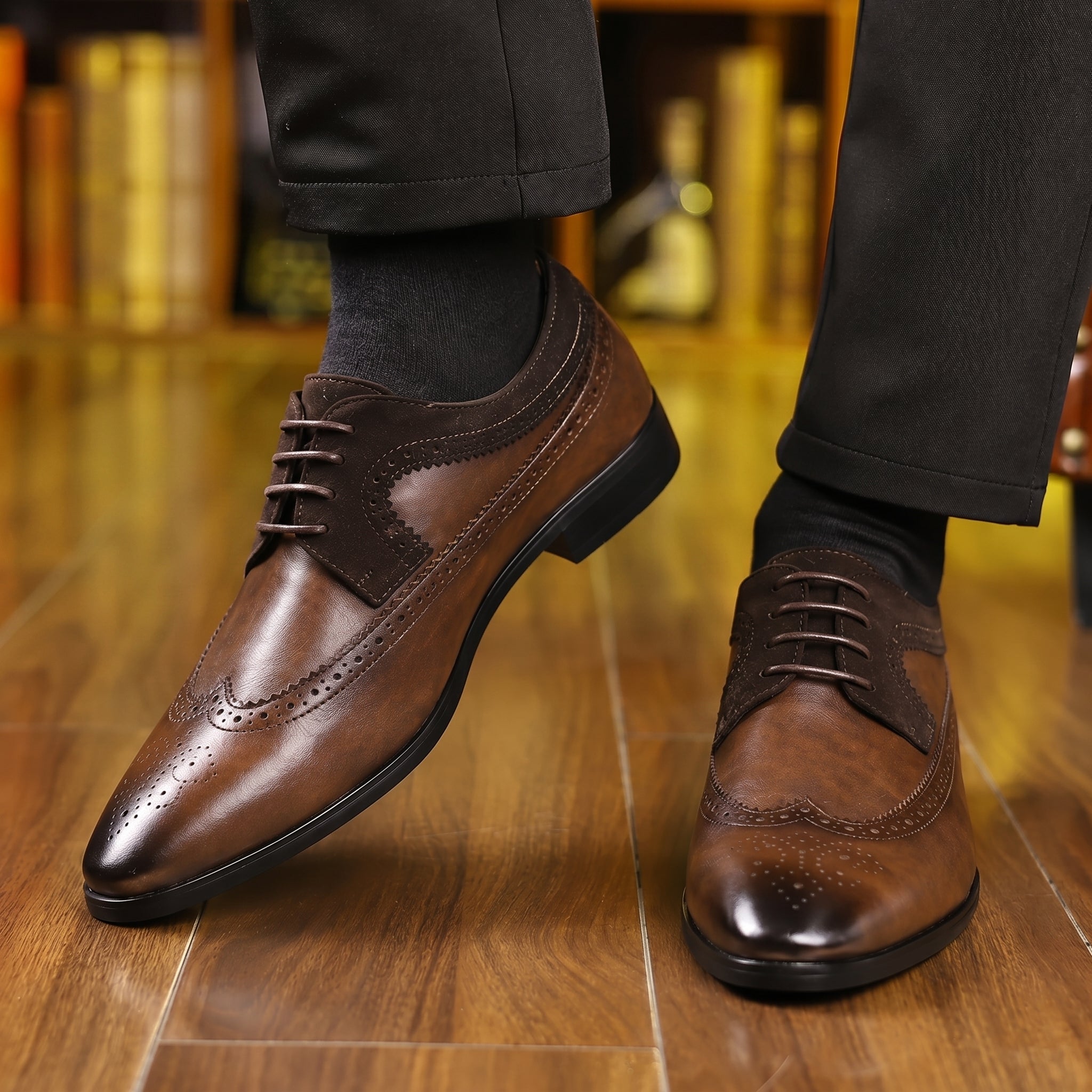 Noah - Men's Formal Brogue Pointed Toe Wedding Shoes