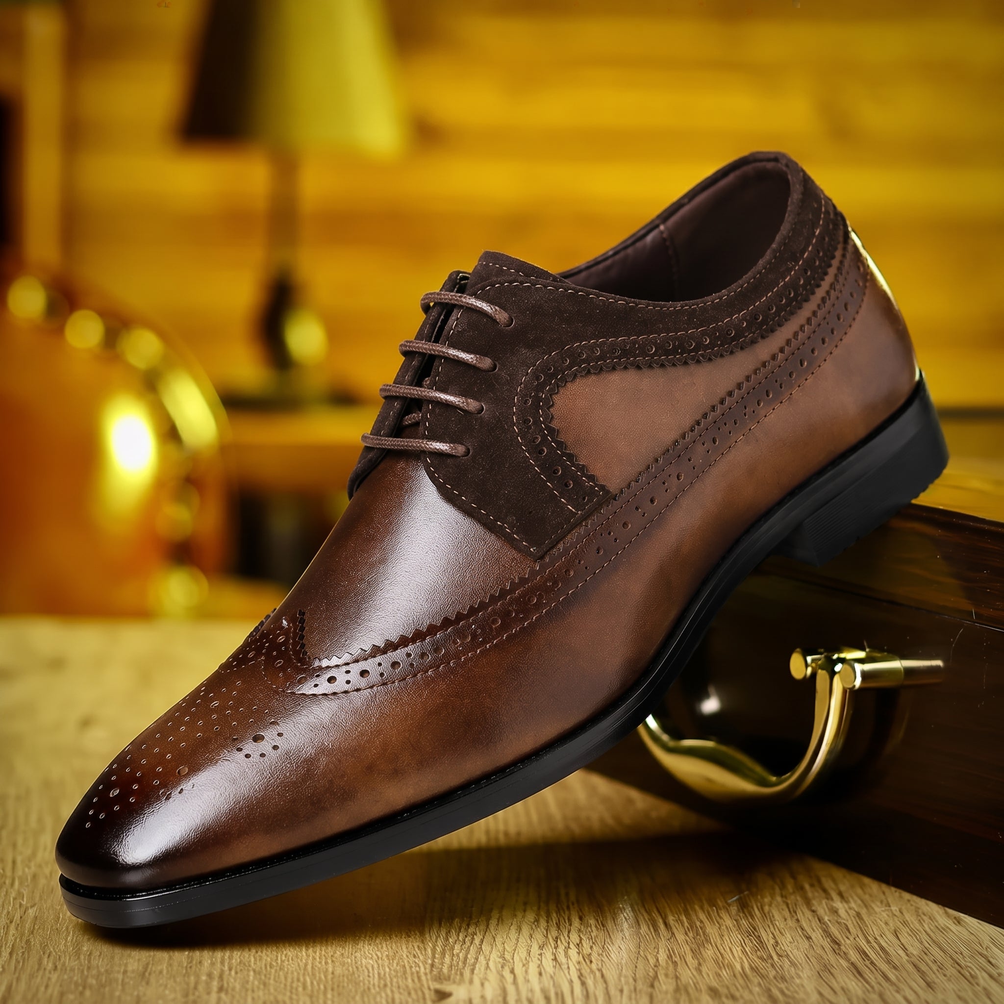 Noah - Men's Formal Brogue Pointed Toe Wedding Shoes
