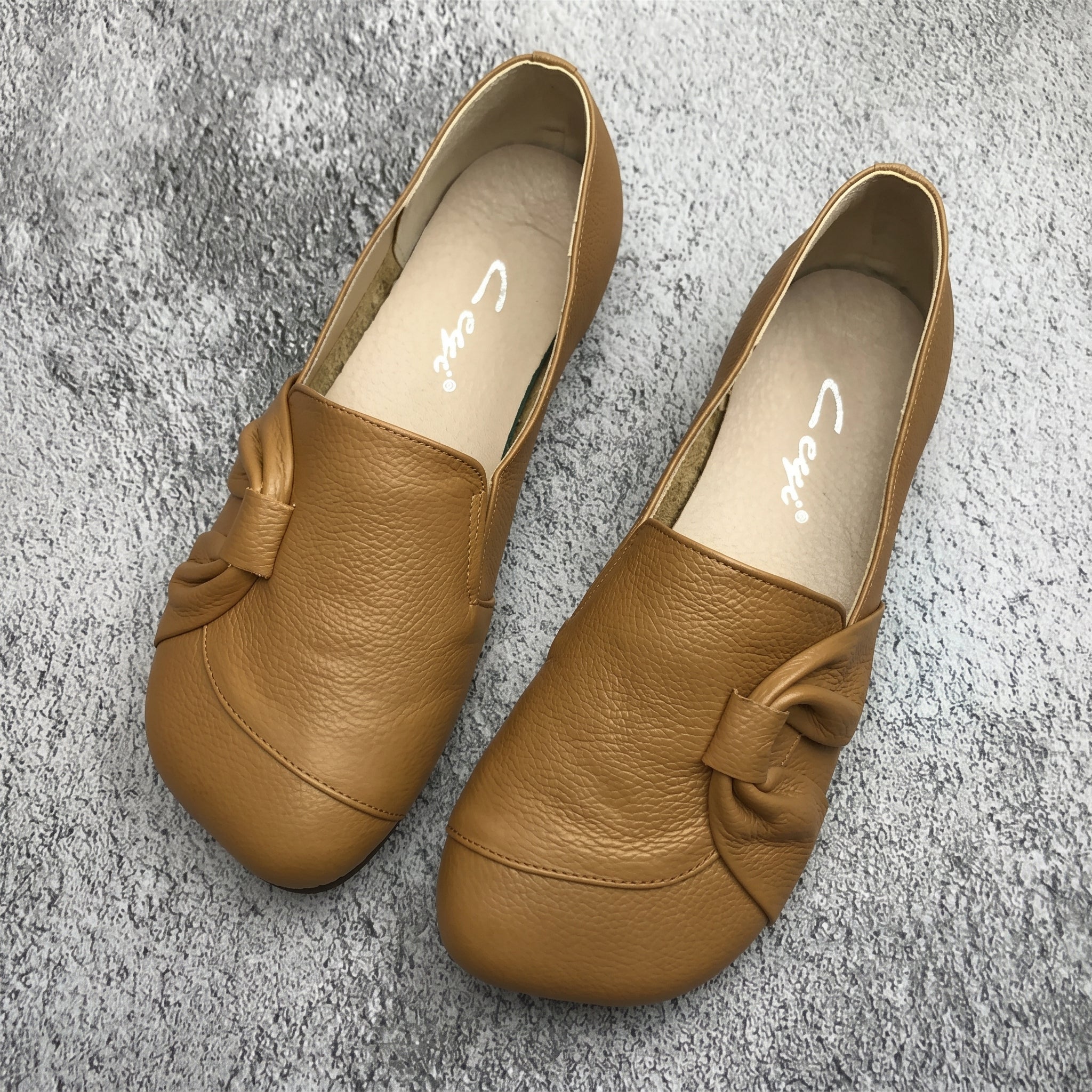 Louise - Women's Round Toe Loafers with Knot Detail