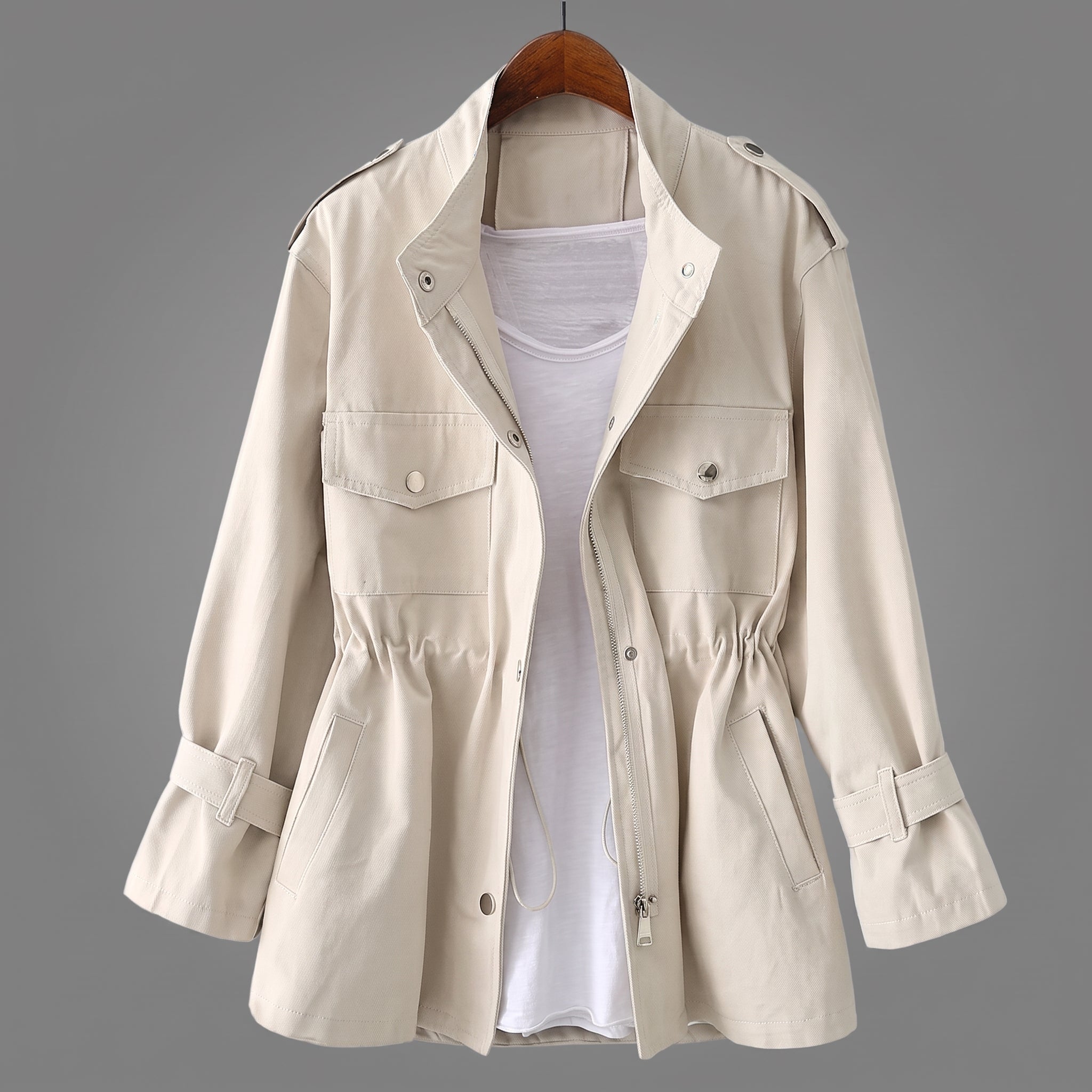 Amelie - Women's Relaxed Transitional Utility Jacket with Cinched Waist