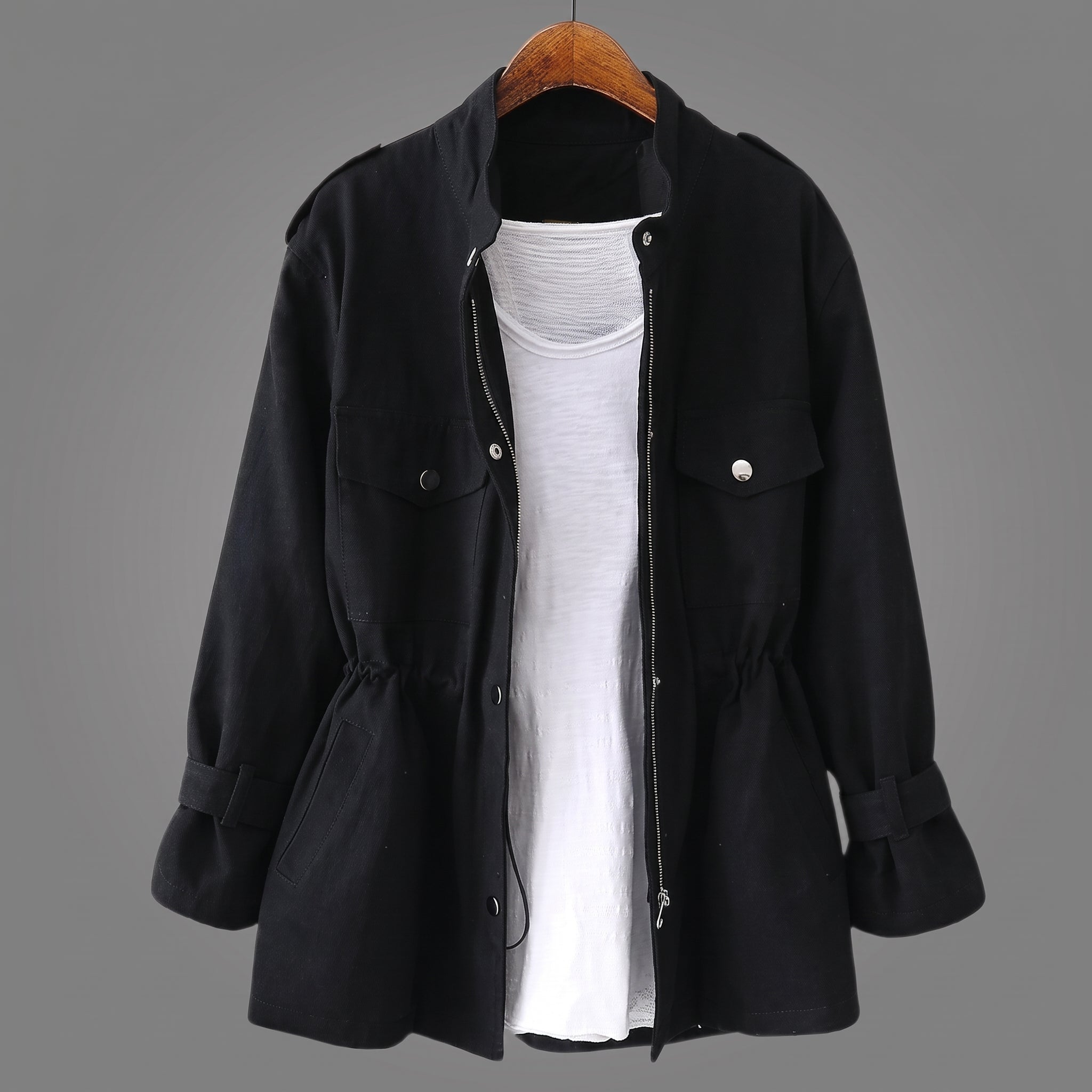 Amelie - Women's Relaxed Transitional Utility Jacket with Cinched Waist