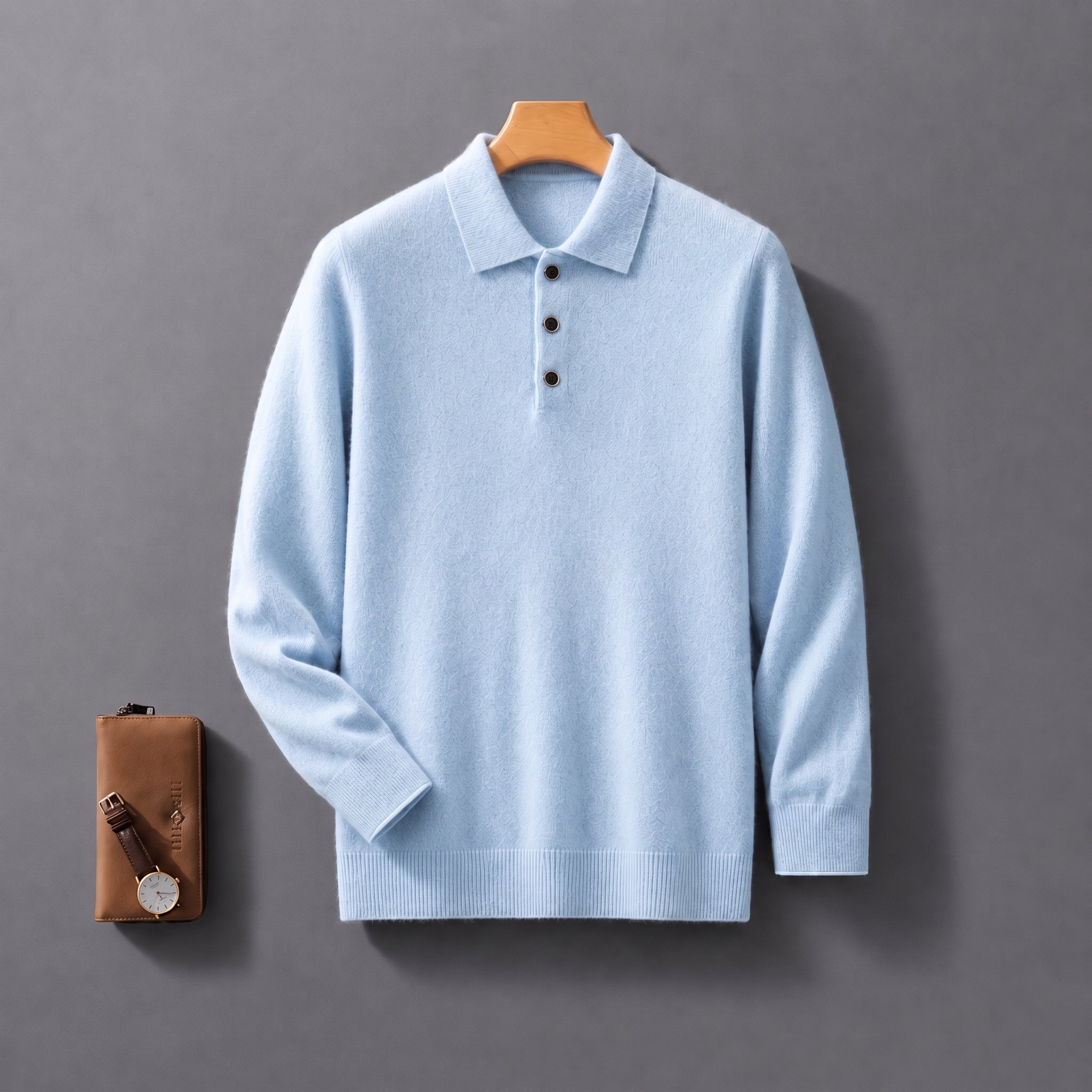 James - Men's Knitted Polo Shirt with Button Placket