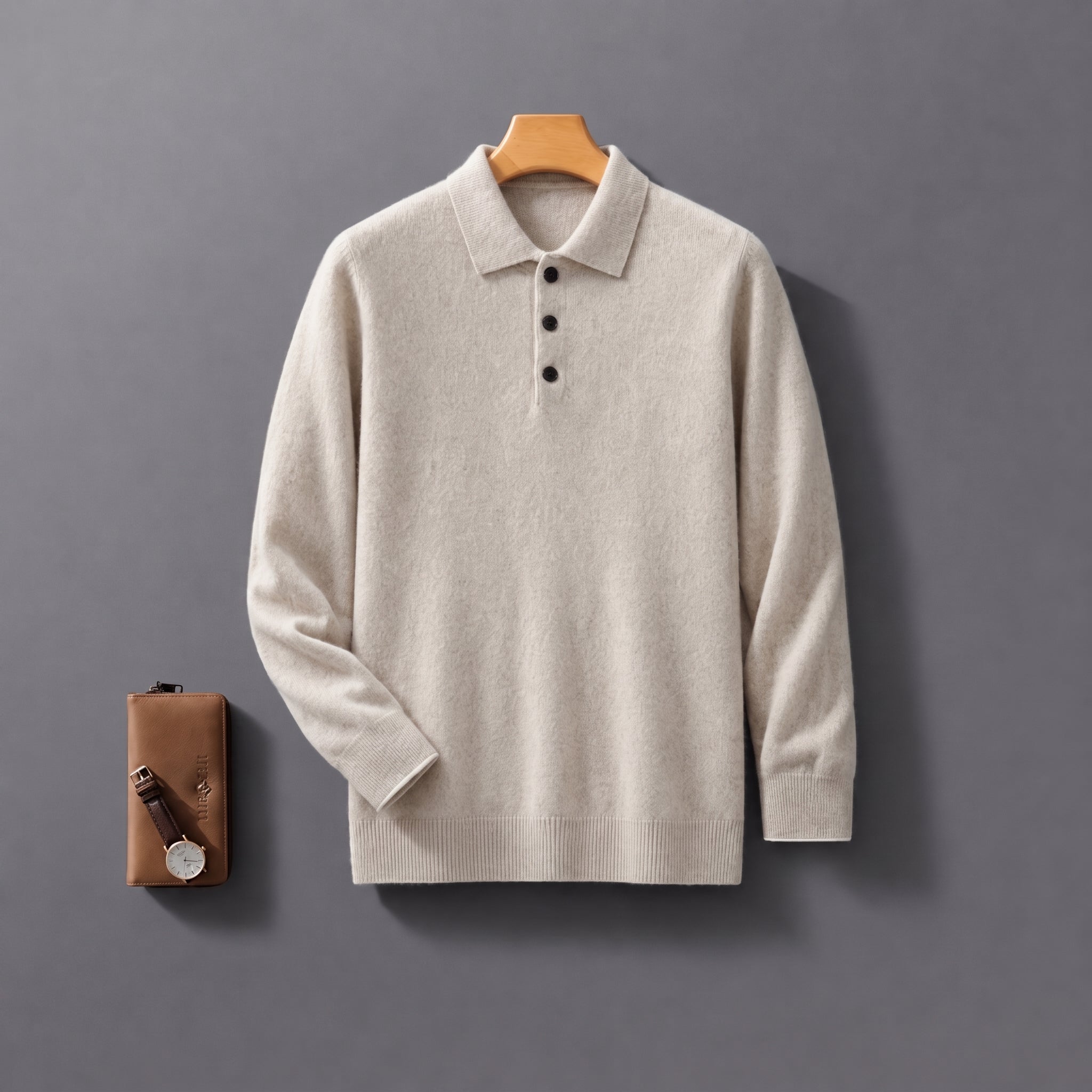 James - Men's Knitted Polo Shirt with Button Placket