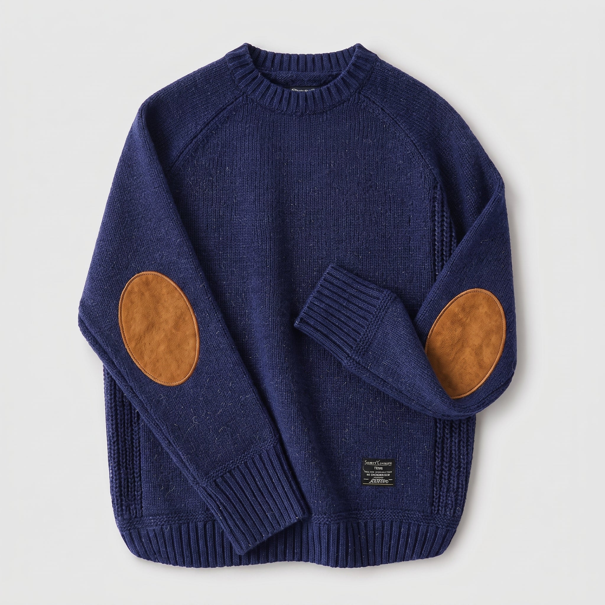 James - Men's Elbow Patch Crew Neck Knit Jumper