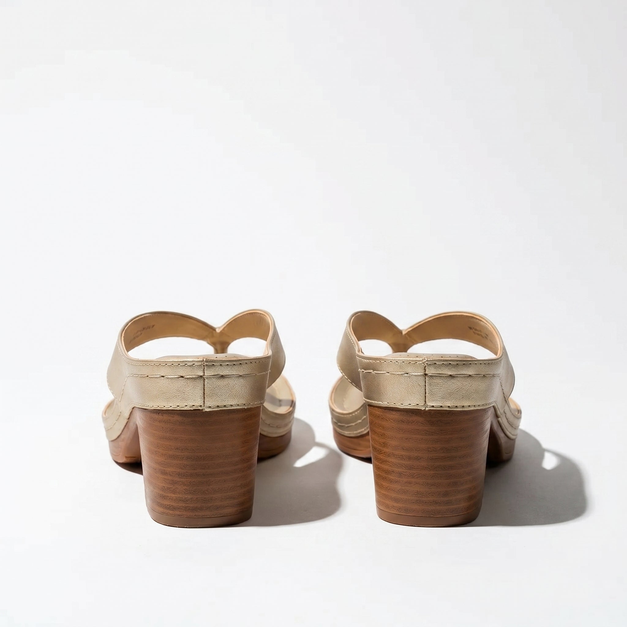 Abigail - Women's Orthopaedic V - Shaped Thong Strap Heeled Sandals - Shoes - Gold - Taylor & Bennett
