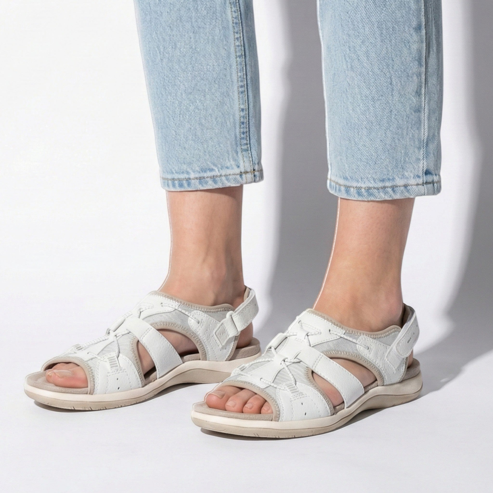 Alice - Women's Adjustable Sandals with Arch Support - Sandals - White - Taylor & Bennett