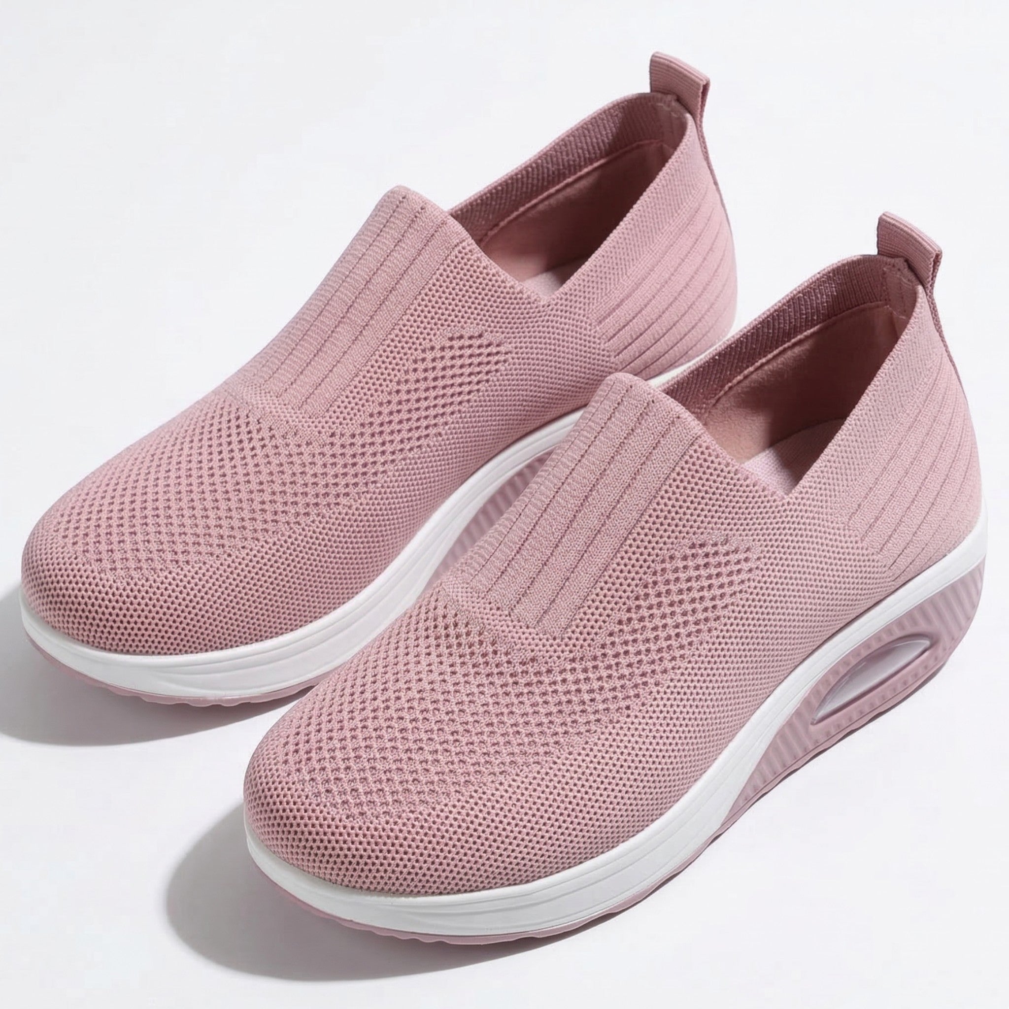 Alice - Women's Breathable Slip - On Mesh Wedge Trainers - SHOES - Pink - Taylor & Bennett