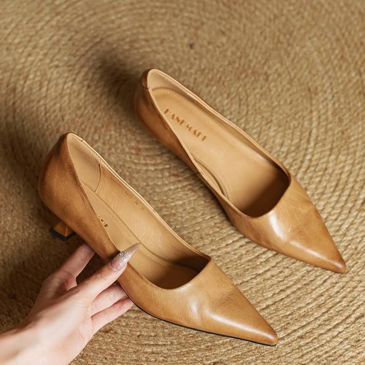 Alice - Women's Kitten Heel Pointed Toe Pumps - Sandals - Brown - Taylor & Bennett
