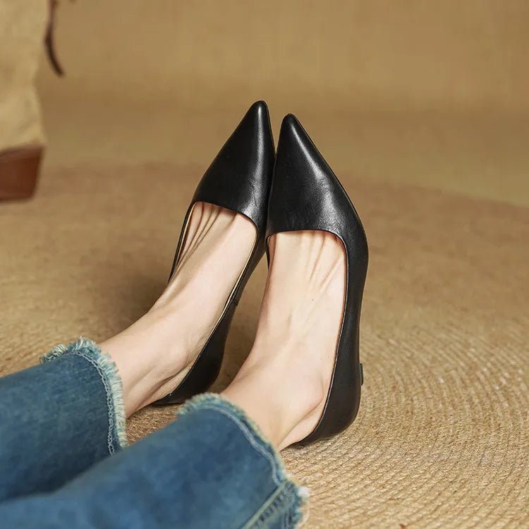 Alice - Women's Kitten Heel Pointed Toe Pumps - Sandals - Black - Taylor & Bennett