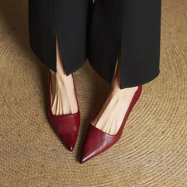 Alice - Women's Kitten Heel Pointed Toe Pumps - Sandals - Red - Taylor & Bennett